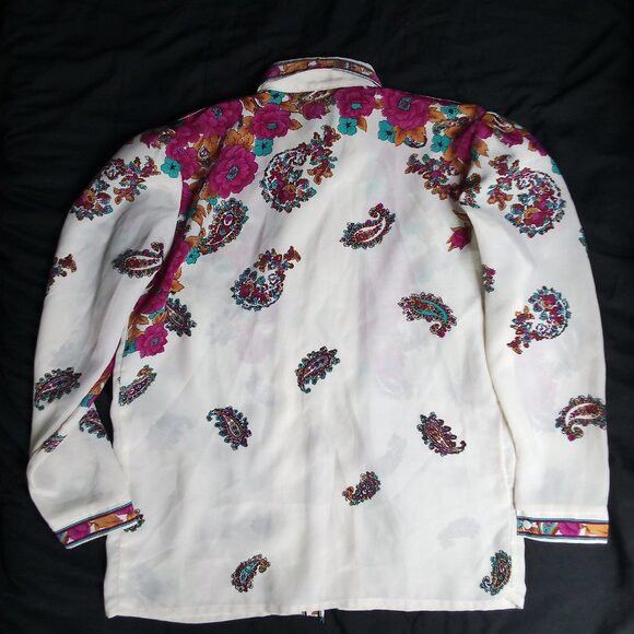 Other Vintage Mervyn's Floral Paisley Polyester Disco Shirt Size XL / US 12-14 / IT 48-50 - 4 Thumbnail