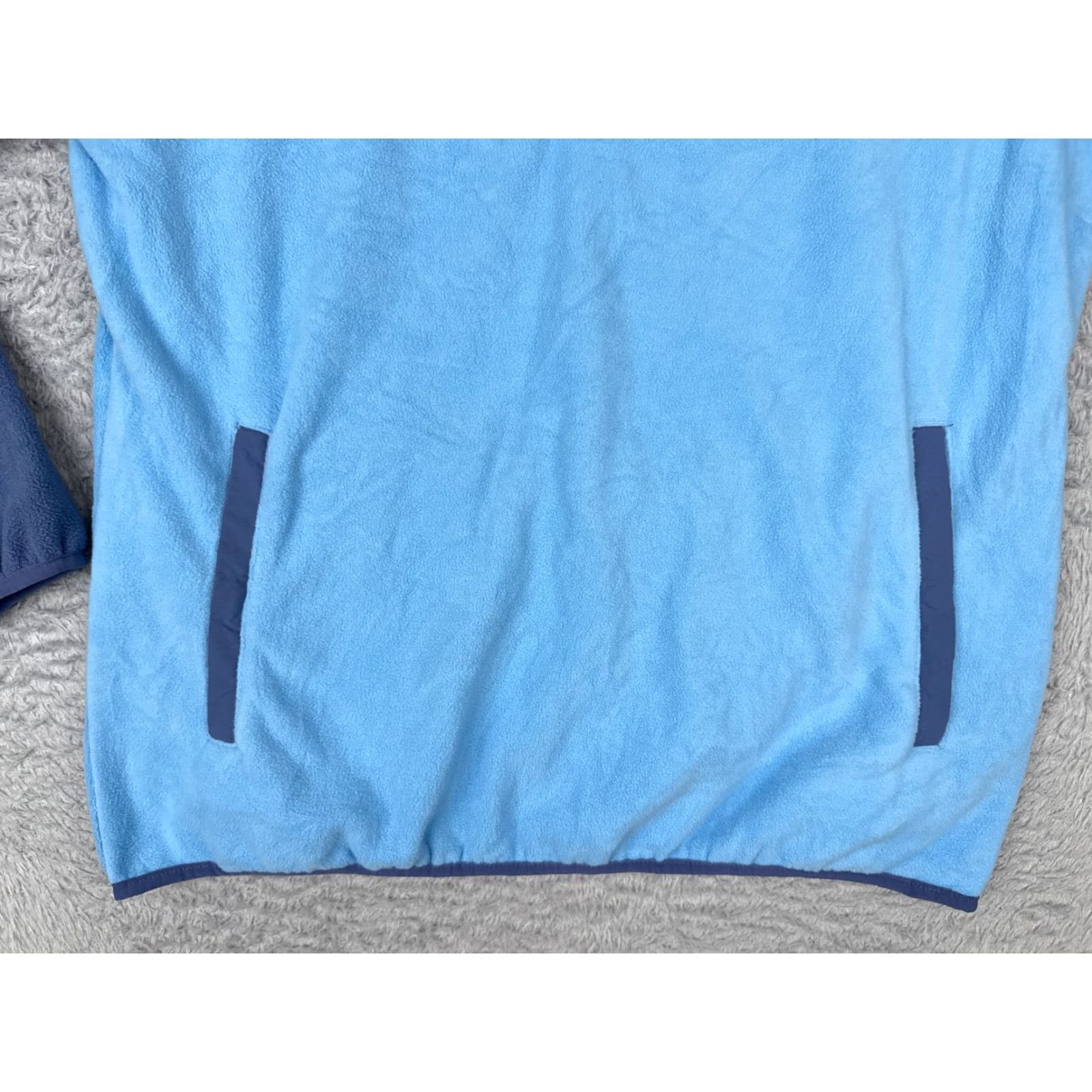 Vintage Columbia Sweater Womens XL Blue Button Mock Neck Fleece Polyester Pullover Raglan Sleeve Casual Outdoor - Hooded, Logo, Zipper, Button Size XL / US 12-14 / IT 48-50 - 5 Thumbnail