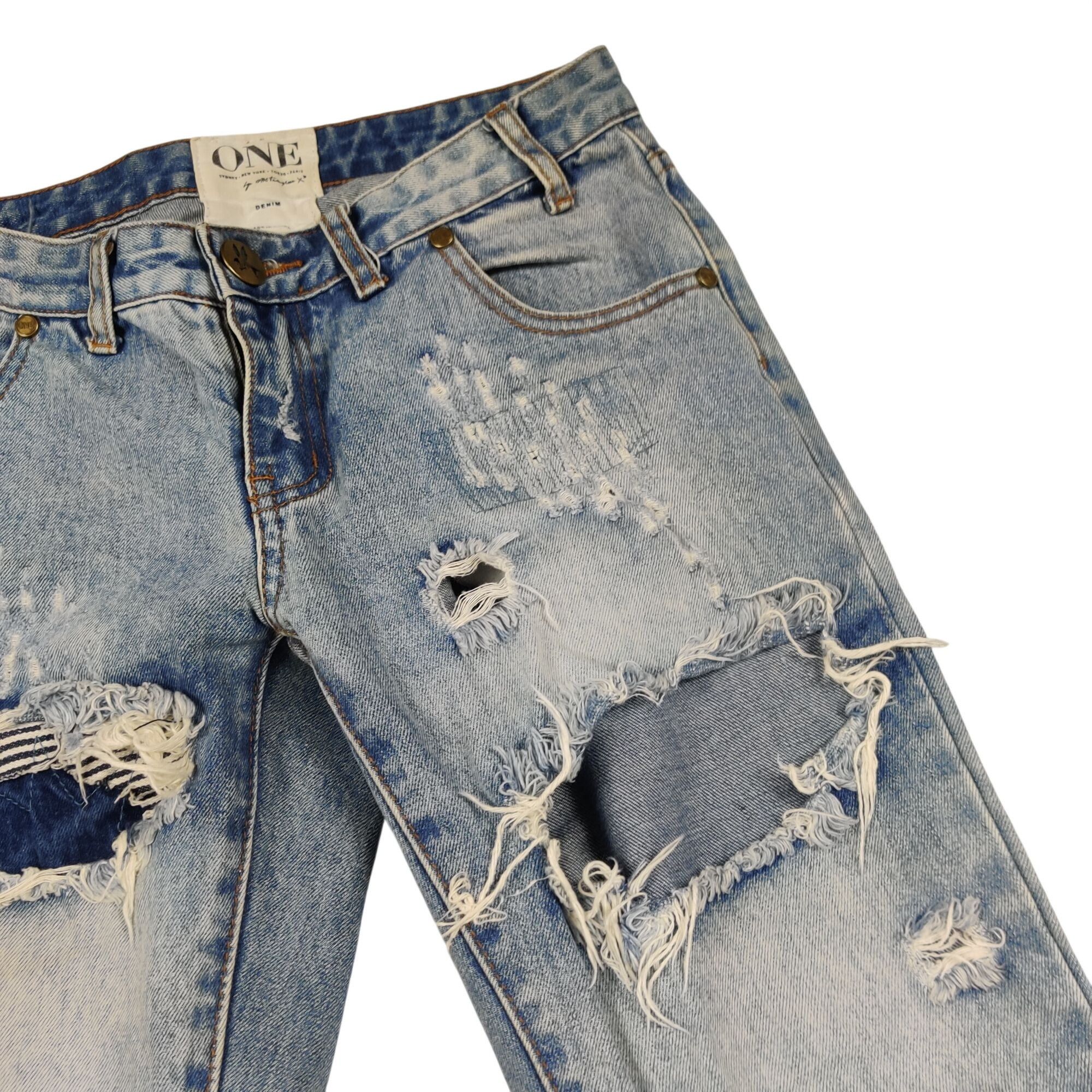One Teaspoon One teaspoon Trashed Free Birds Jeans 24 Denim Low Rise Skin Size 42" / US 20 - 8 Thumbnail
