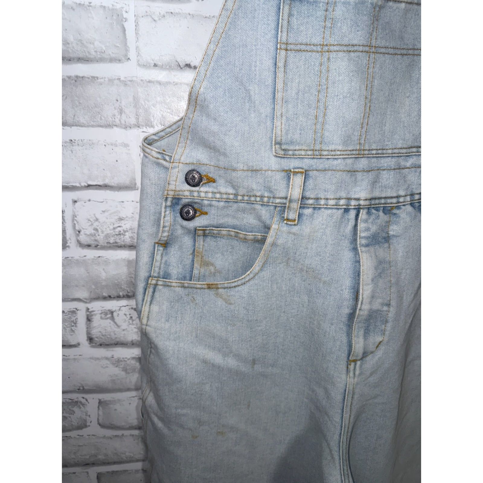 Denime VINTAGE NEW ORDER Denim Overalls Womens M Light Blue 80s 90s Size 32" / US 10 / IT 46 - 4 Thumbnail