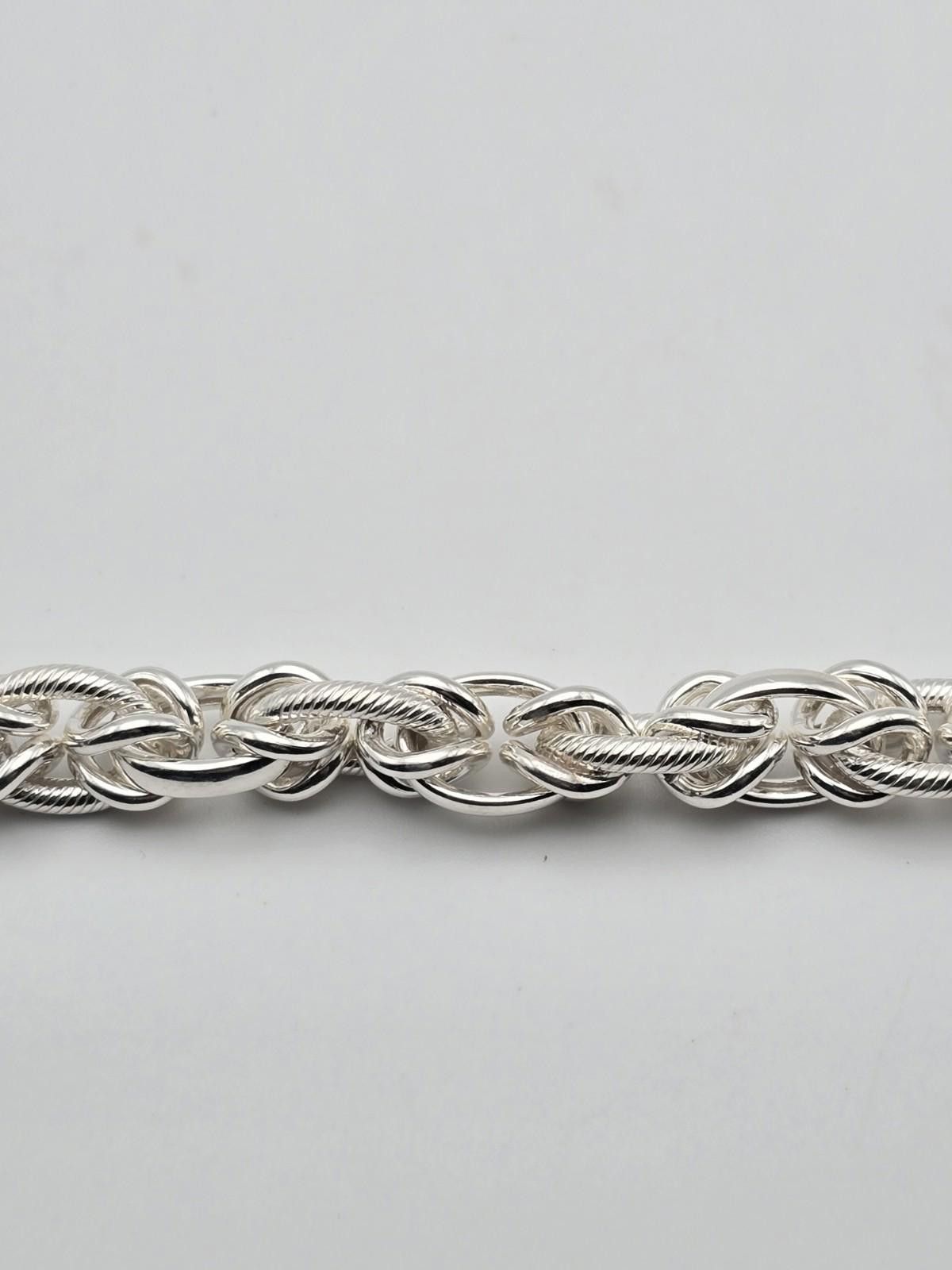 Chalk Line Byzantine Link Chain Bracelet Sterling Silver 7.75" Textured Size ONE SIZE - 3 Thumbnail
