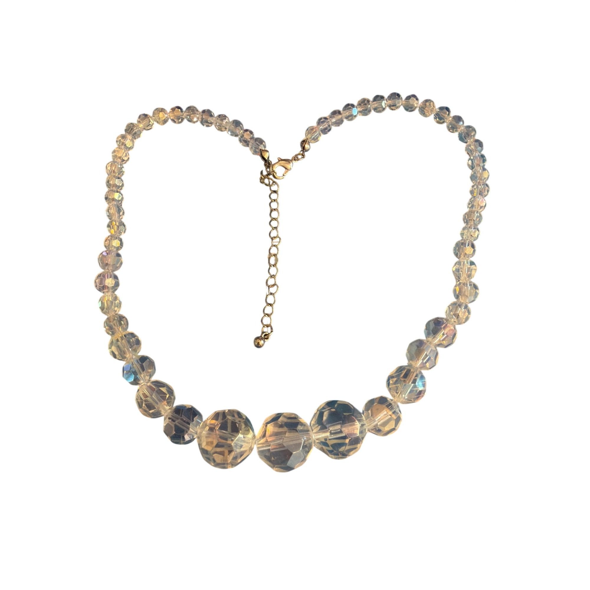Other Vintage Clear Crystal AB Bead Necklace Graduated Silver Tone Size ONE SIZE - 4 Thumbnail