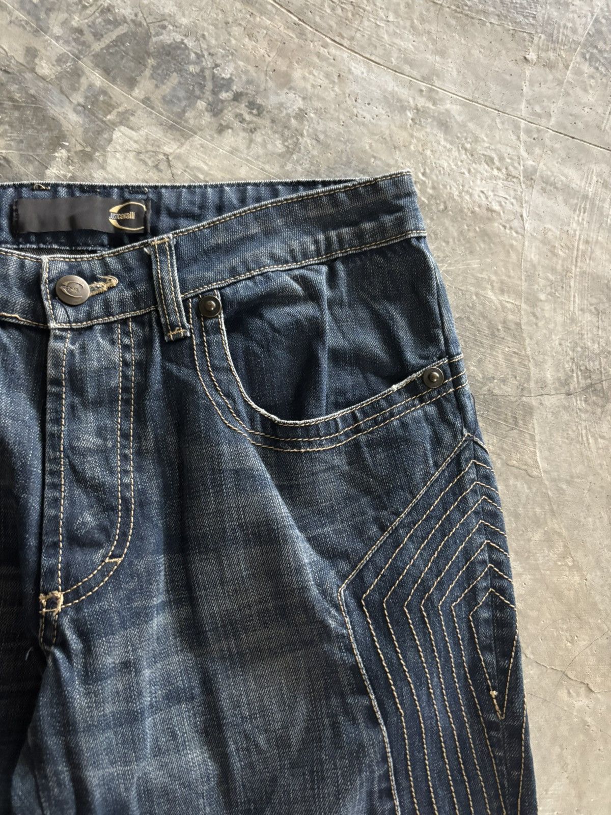 Just Cavalli JUST CAVALLI JEANS SIDE STITCHING ABSTRACT ART STYLE Size US 31 - 8 Thumbnail