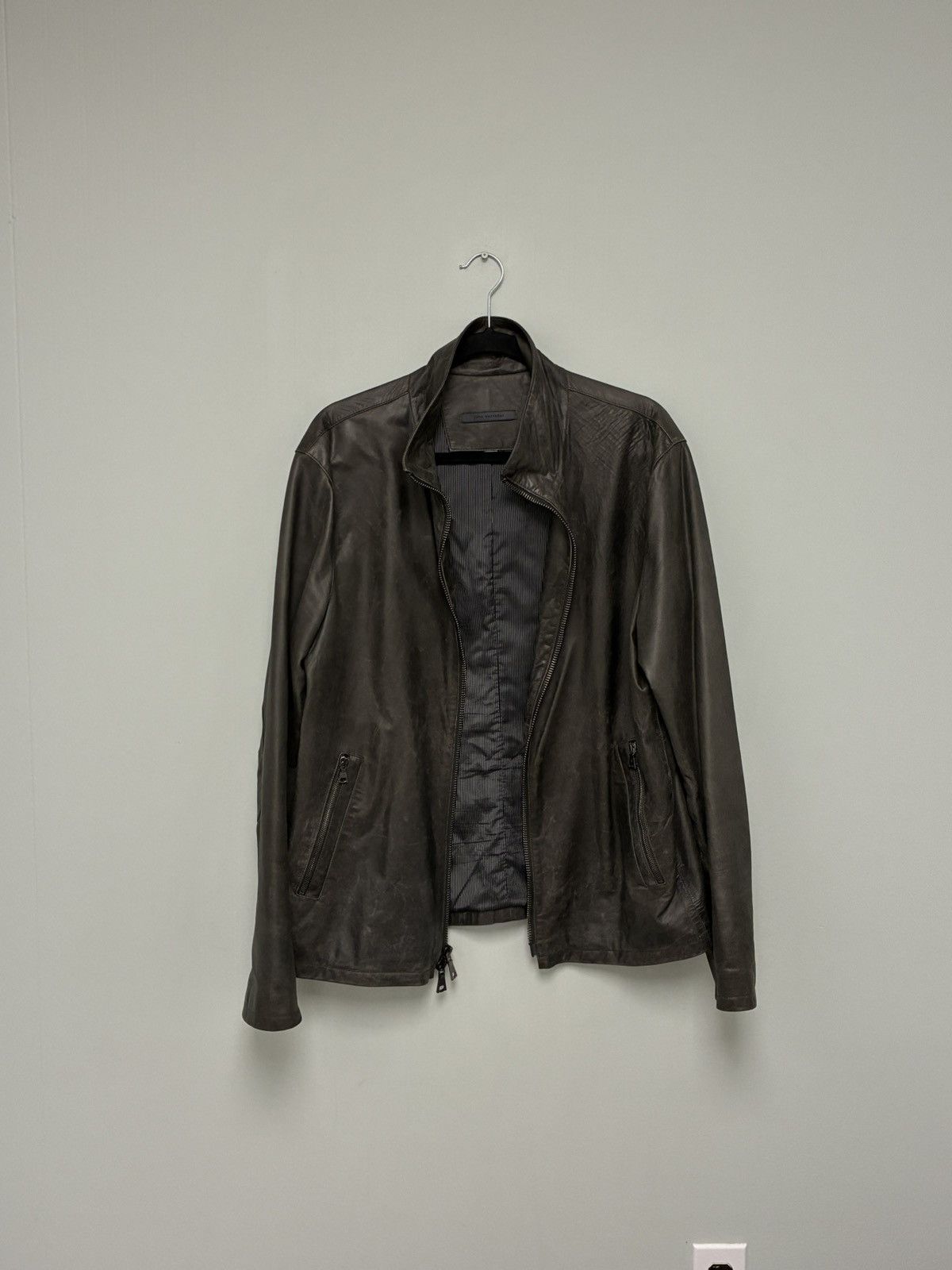 John Varvatos Funnel Neck Leather Jacket EU 52 USA 42 Size US L / EU 52-54 / 3 - 2 Thumbnail