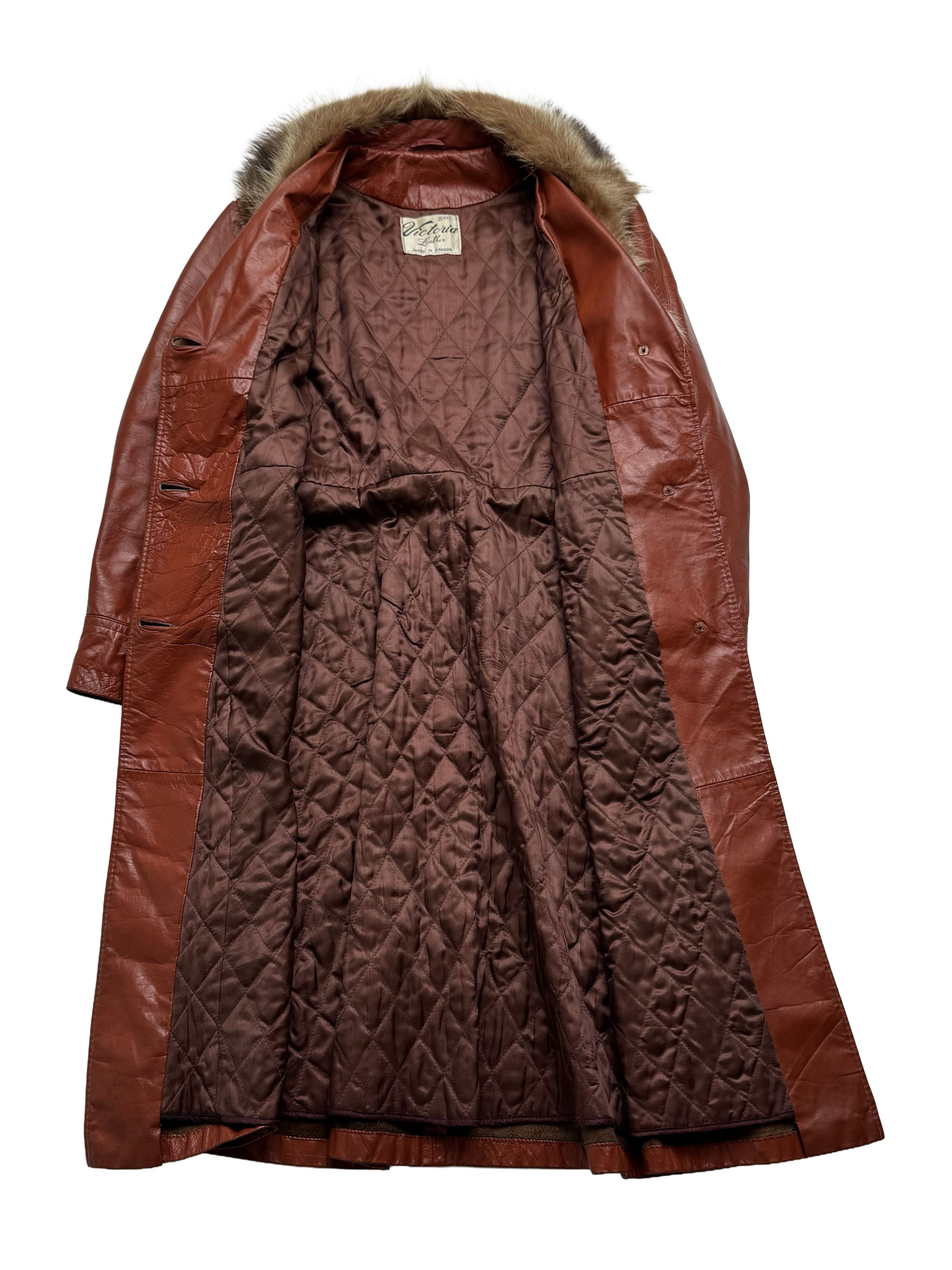 Vintage Vintage Real Leather Coat Real Fur Collar Belted Long Size L / US 10 / IT 46 - 11 Thumbnail
