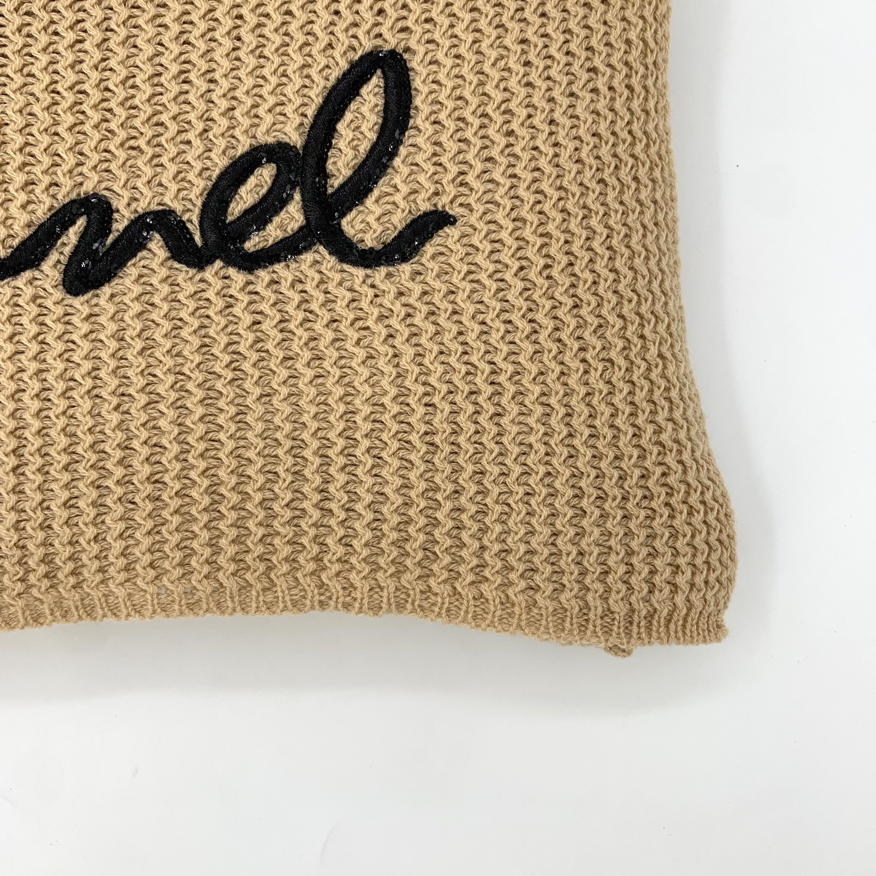 Chanel Chanel Logo Brown Cashmere Knit Scarf 200x35cm Size ONE SIZE - 7 Thumbnail