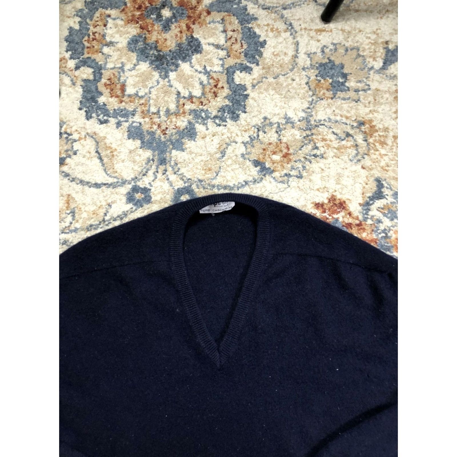 Vintage VINTAGE Simpson Piccadilly Mens XL Navy Blue Pure Cashmere V Neck Pullover Knit Sweater Size US XL / EU 56 / 4 - 2 Thumbnail
