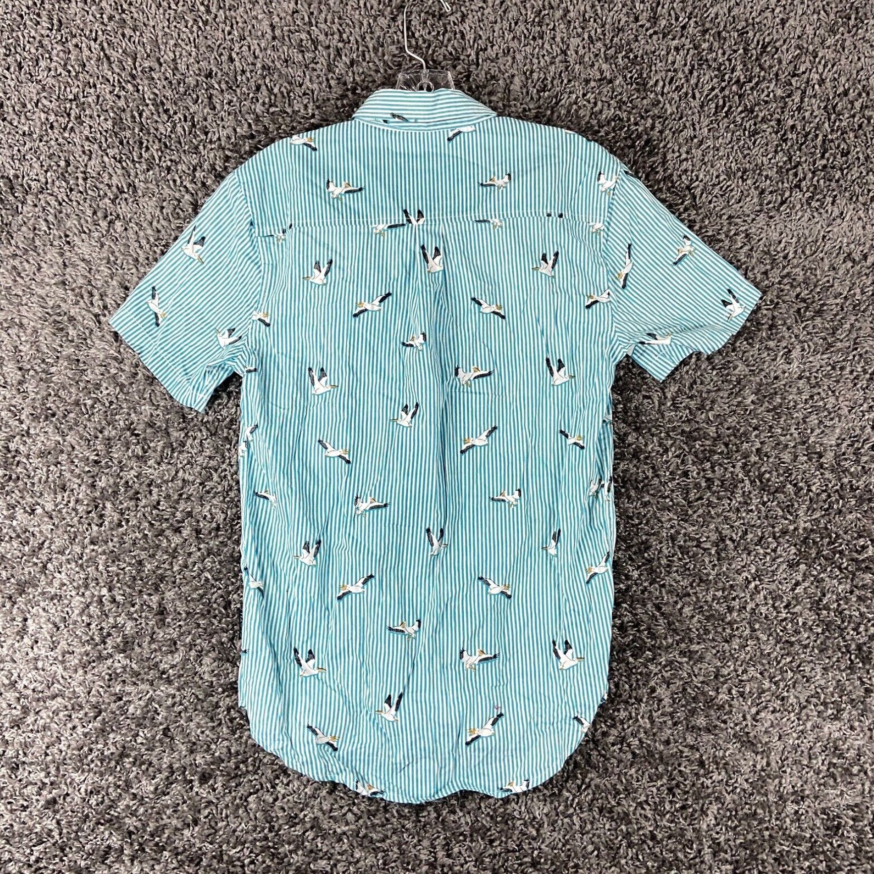 CO Brooklyn Cloth Men's Blue Striped Seagull Birds Short Sleeve Button Up Shirt Small Size US 29 - 8 Thumbnail