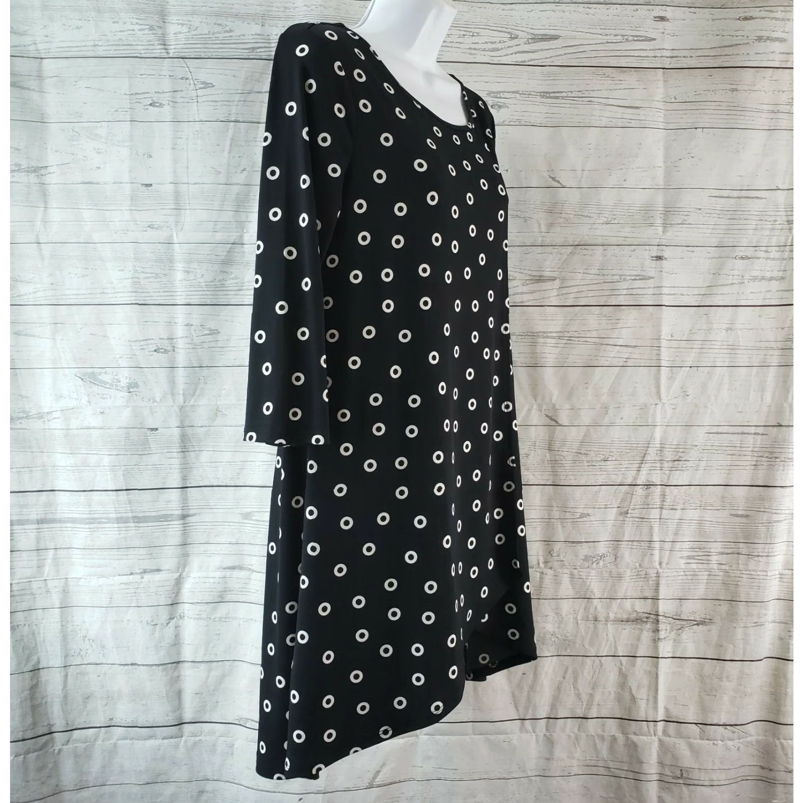 Vintage Chicos Womens Dress Short Black White 3/4 Sleeve S Pink? Size S / US 4 / IT 40 - 3 Thumbnail