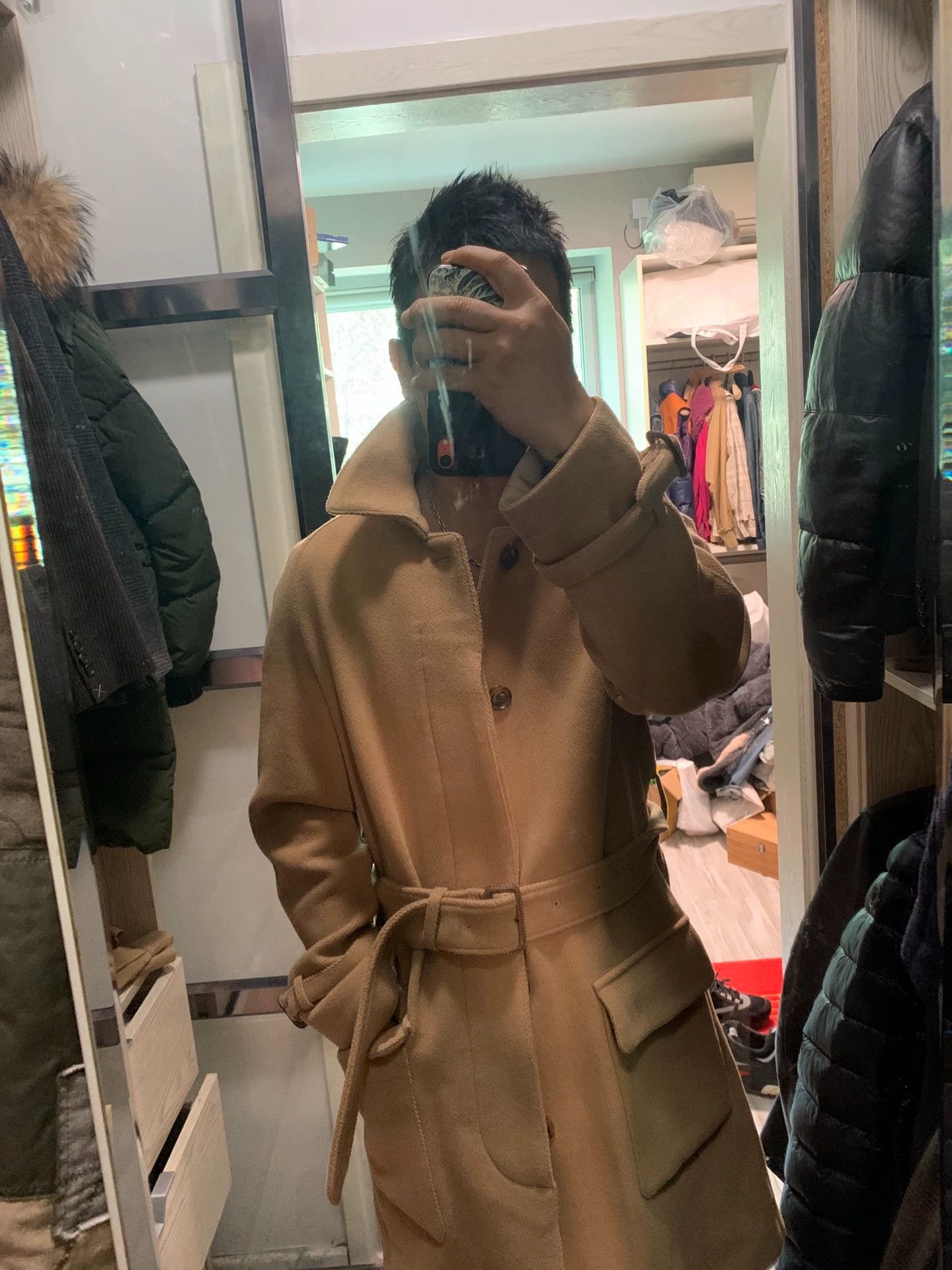 Ring Jacket ring wool coat 46 belted lightweight autumn winter elegant Size US S / EU 44-46 / 1 - 1 Thumbnail