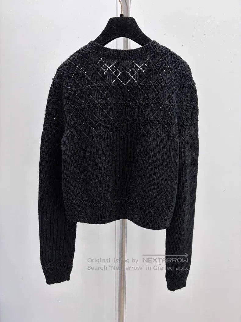 Chanel Chanel Black hollow crochet knitted cardigan coat Size XS / US 0-2 / IT 36-38 - 2 Thumbnail