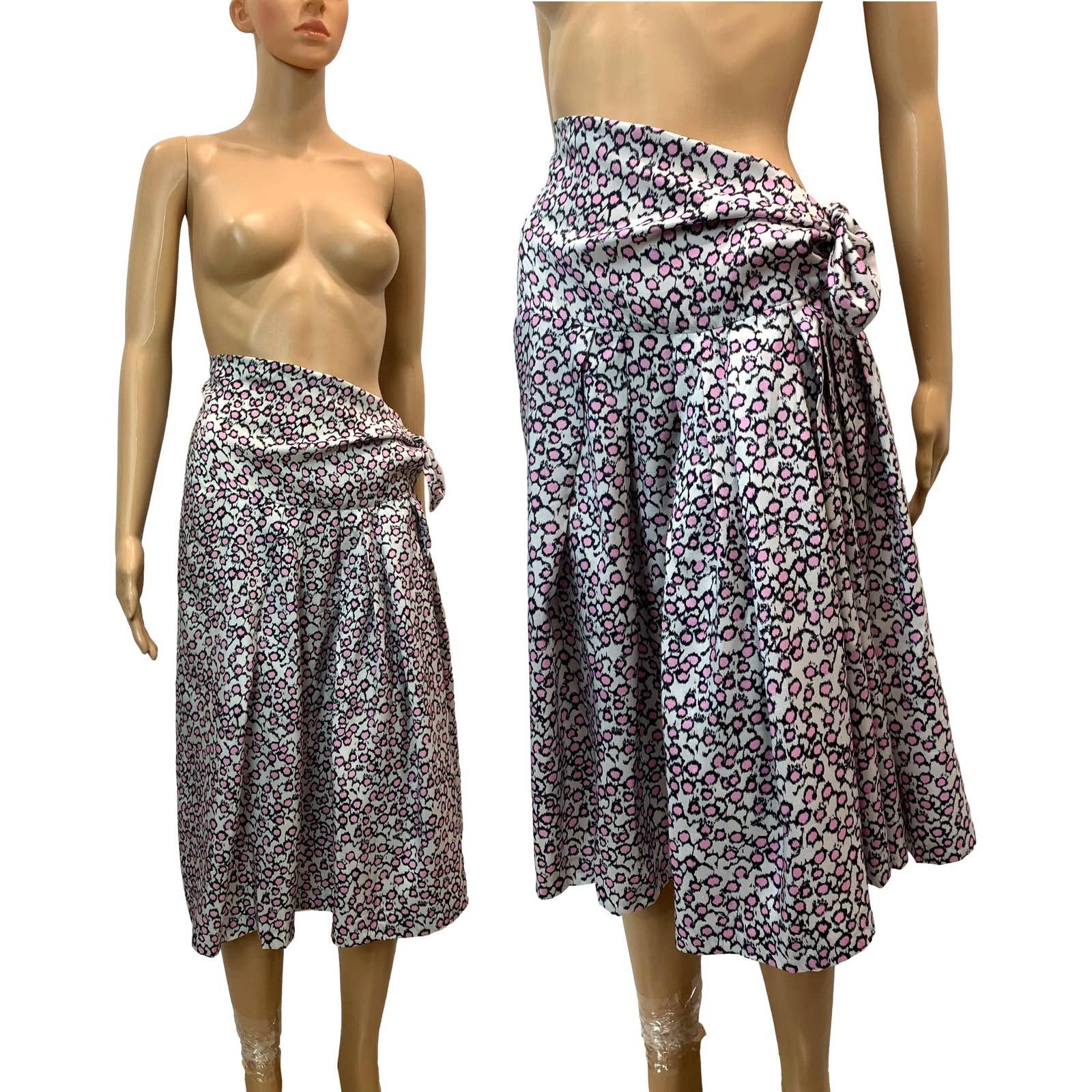 image of Dries Van Noten Silk Knee Length Skirt W Side Bow | Xs/s in Pink, Women's (Size 26)