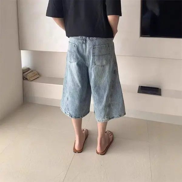 Japanese Brand Light blue casual street retro straight denim shorts Size US 32 / EU 48 - 6 Thumbnail