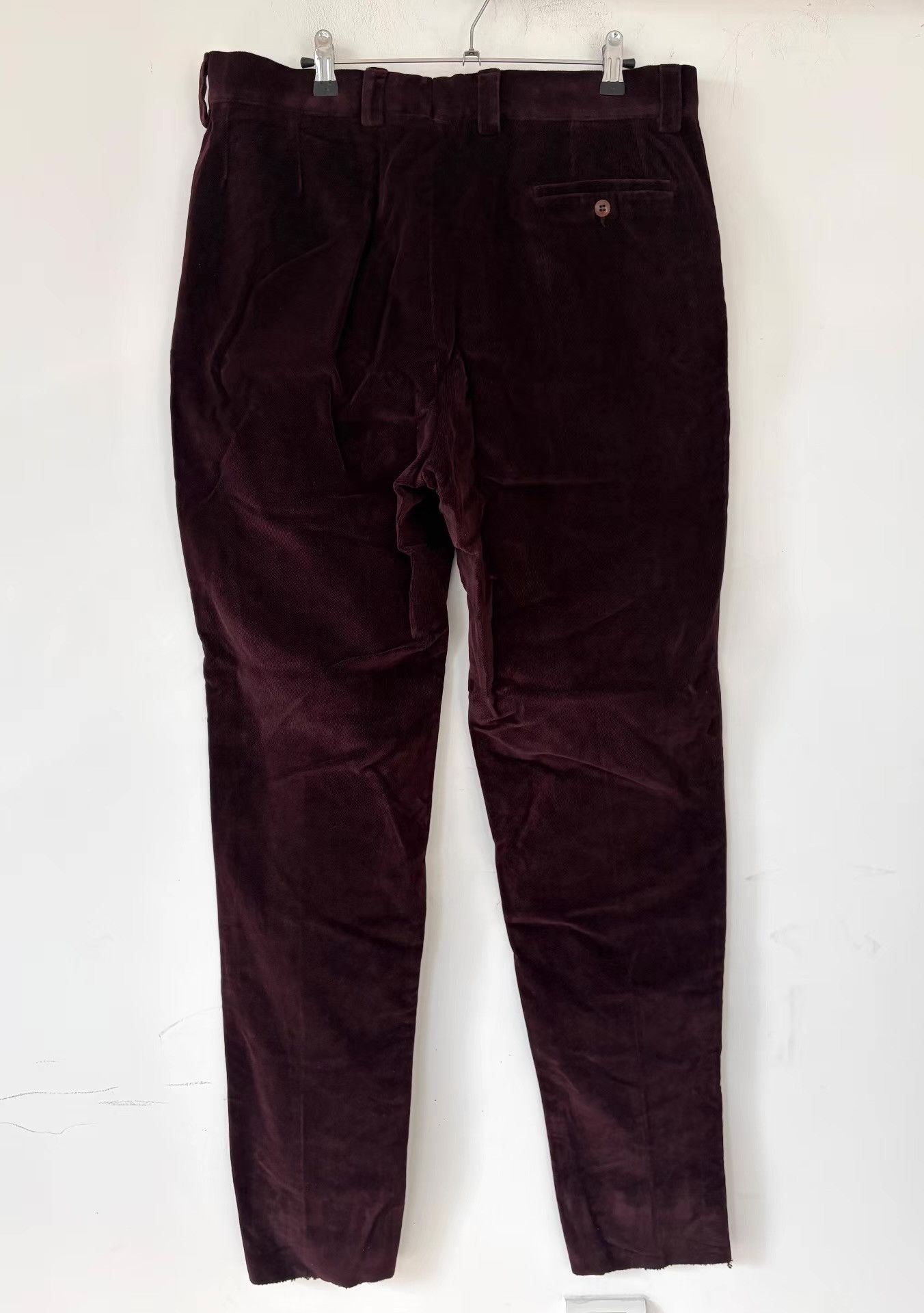 Versace Gianni Versace Men's Plus-Size Burgundy Velvet Trousers Ｑ21 Size US 38 / EU 54 - 2 Thumbnail