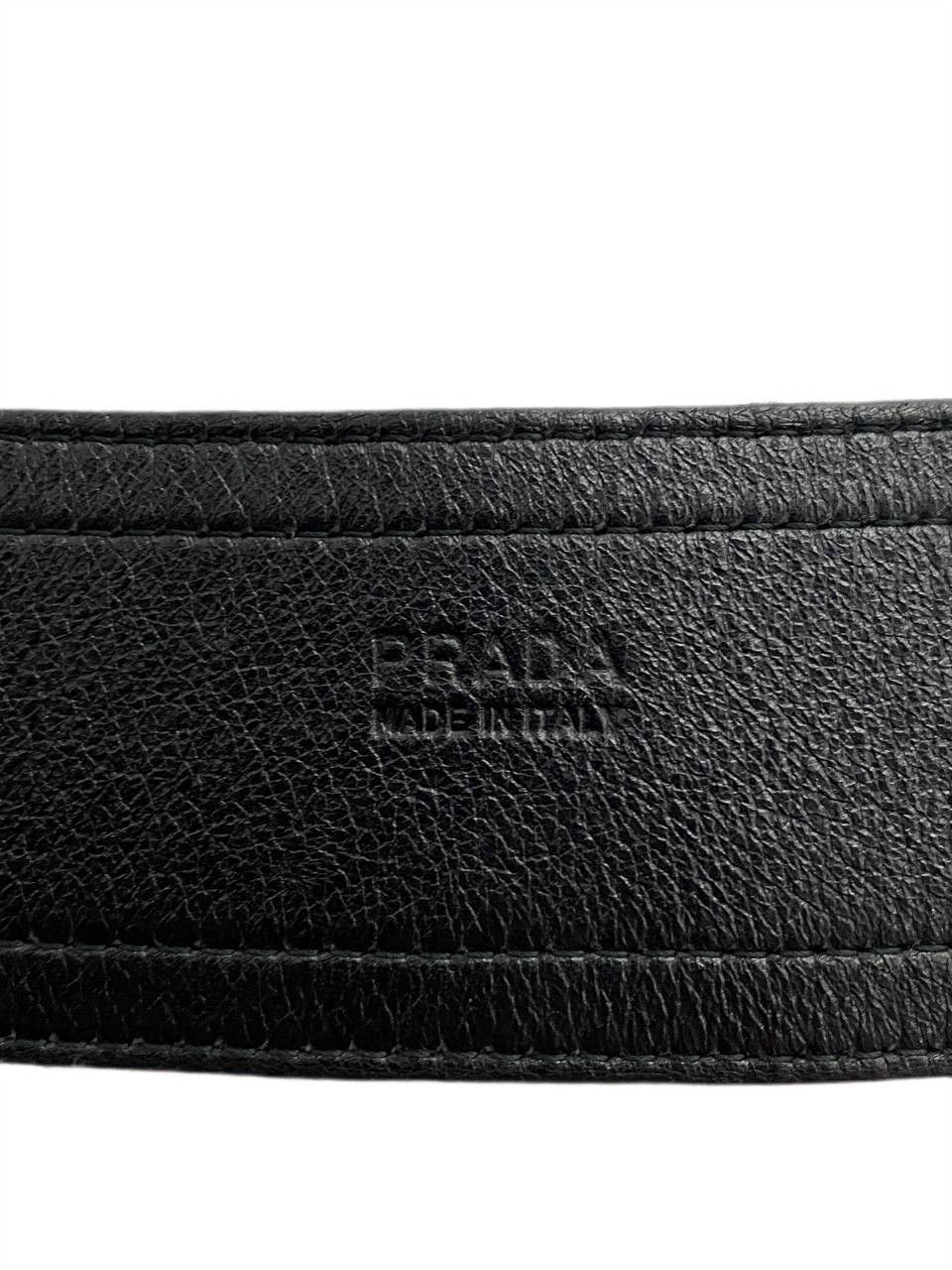 Prada Prada Logo Hook Leather Silver Black Belt Vintage Y2K Women Size ONE SIZE - 7 Thumbnail