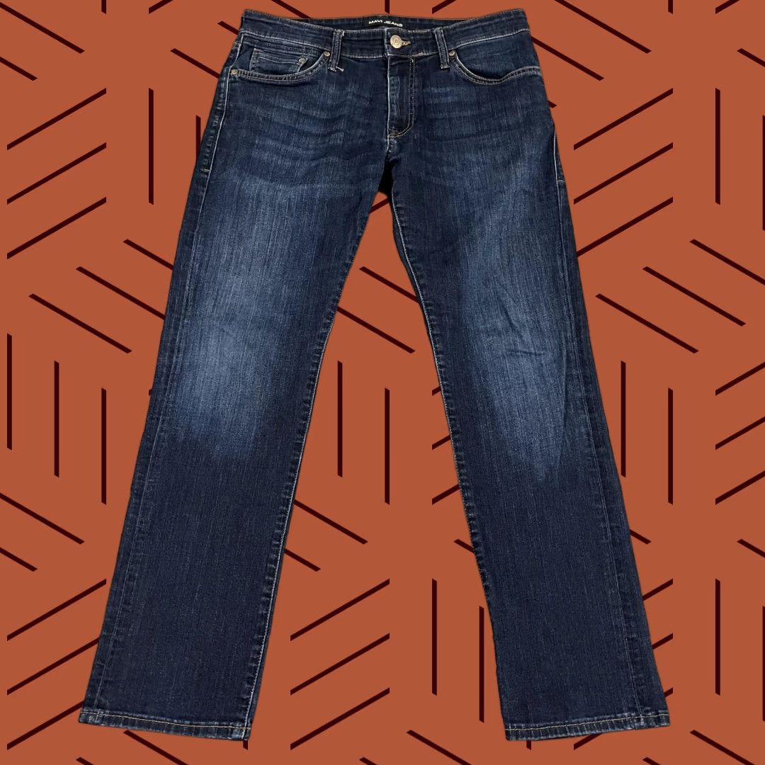 Vintage MAVI Jeans Mens 32 x 30 Marcus Slim Straight Leg Dark Blue Denim Stretch Casual Jeans Size US 32 / EU 48 - 1 Thumbnail