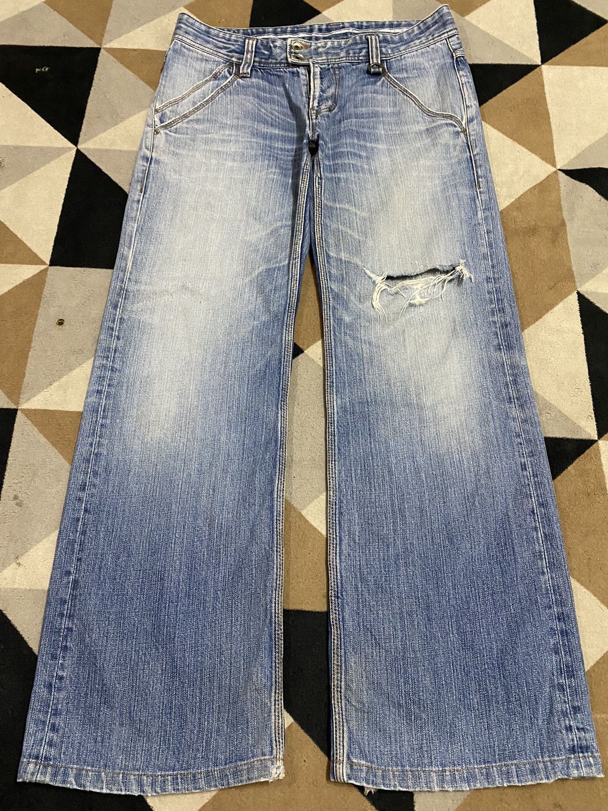 Japanese Brand Vintage Nicole Club Men Distressed Wide leg Jeans Size US 34 / EU 50 - 1 Thumbnail