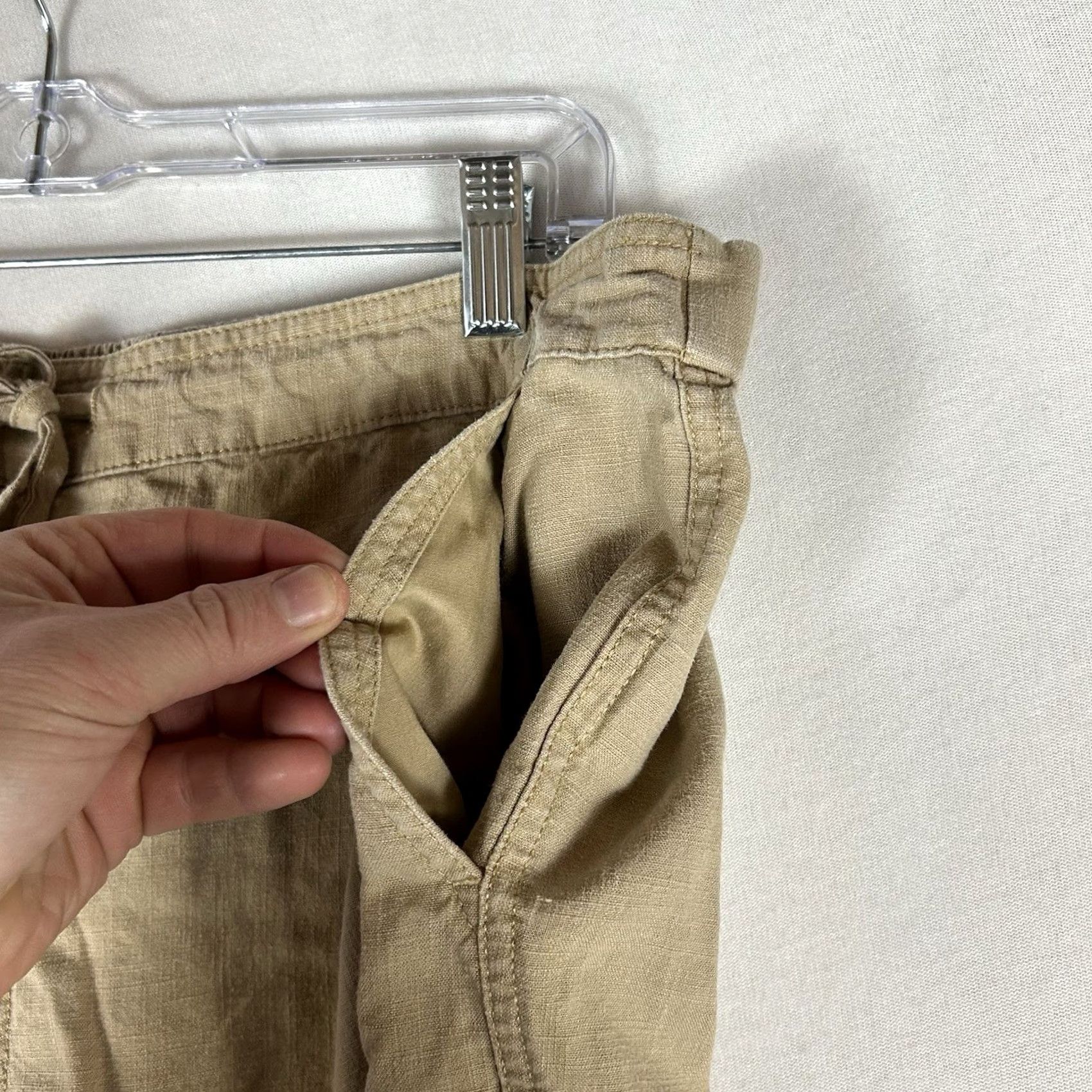 J.Crew J. Crew Linen Blend Casual Pants Womens Large Brown Tan Drawstring Yoga Gym Pants Size 36" / US 14 / IT 50 - 7 Thumbnail