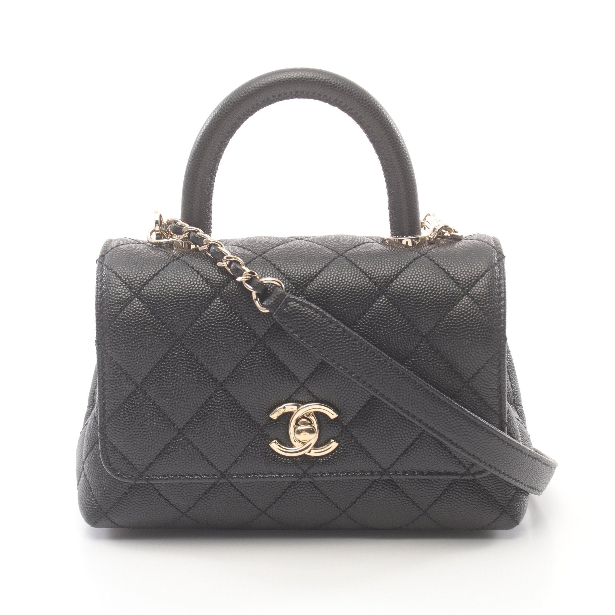 Chanel Chanel Coco Handle Xxs Top Handbag Caviar Skin Black Gold Hardware Size ONE SIZE - 1 Thumbnail