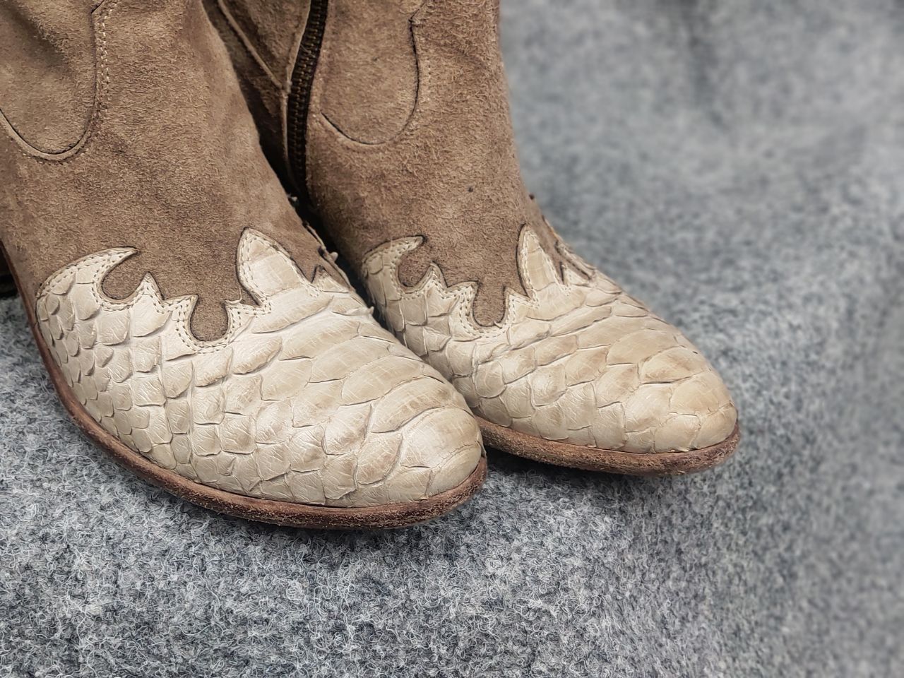 Vintage Fauzian Jeunesse Leather reptile Western Ankle Boots Zip Size US 7 / IT 37 - 14 Thumbnail