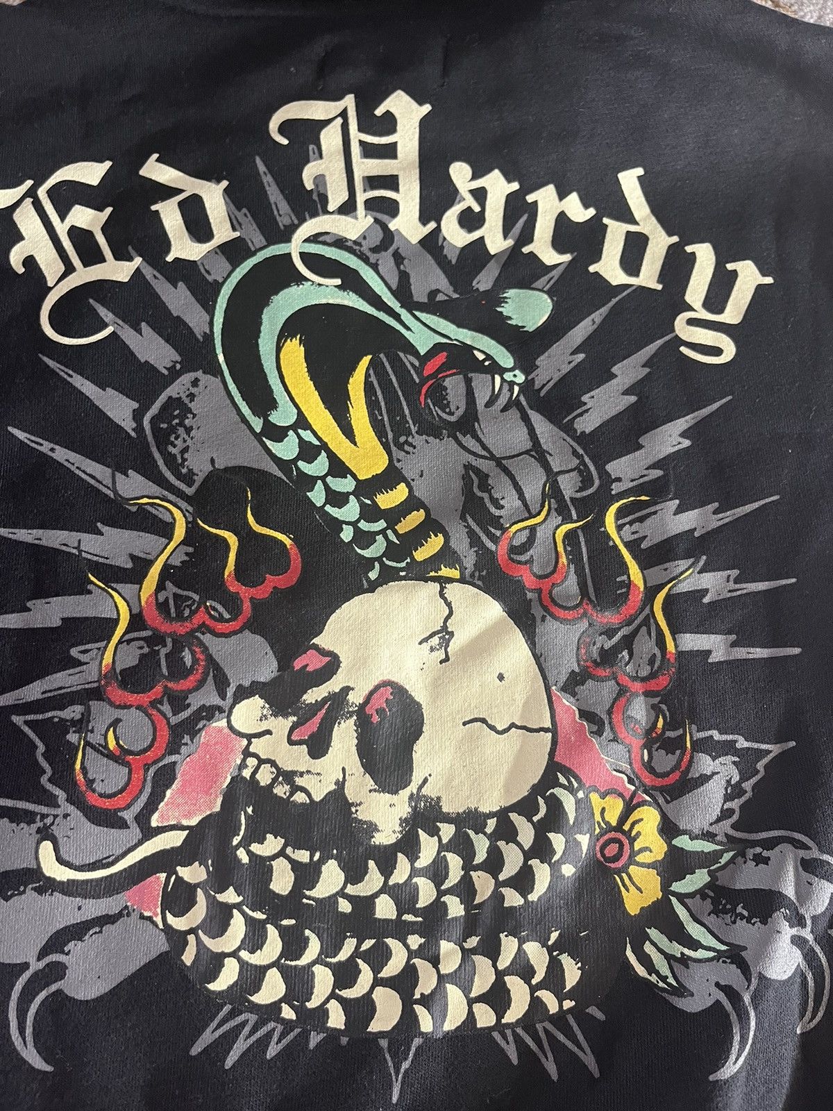 Ed Hardy SKULL BLACK GRAPHIC WOMENS CROPPED HOODIE XL Size XL / US 12-14 / IT 48-50 - 3 Thumbnail