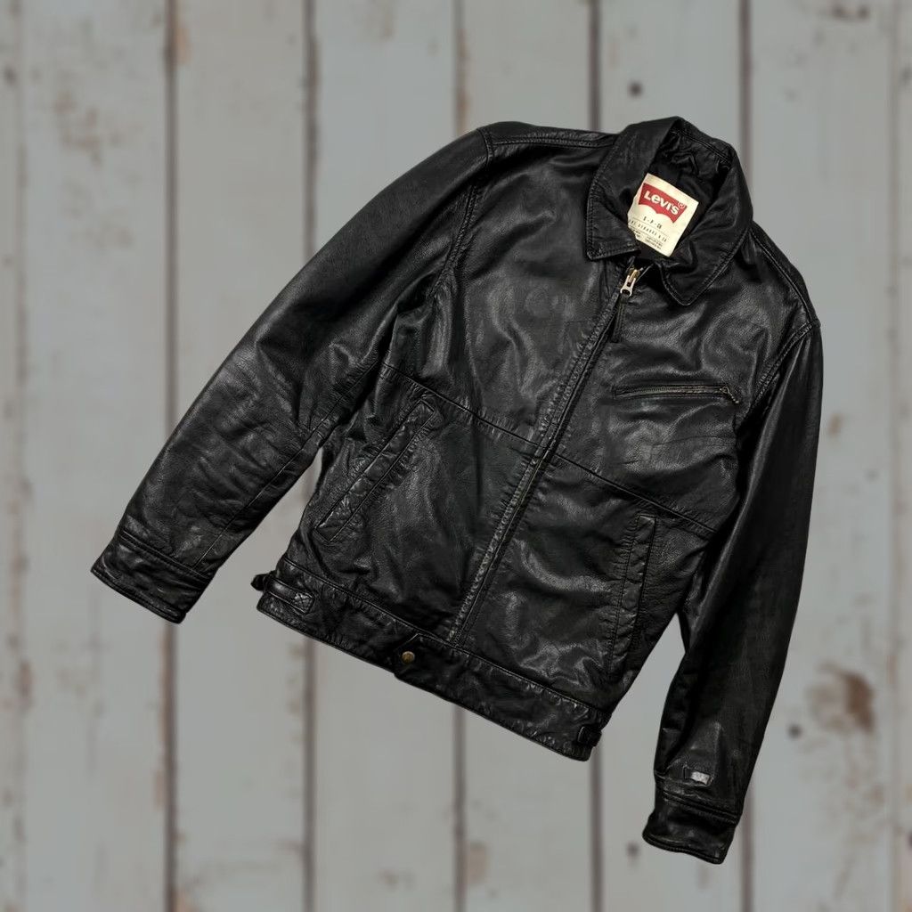 Levi's VINTAGE Levi's Leather Jacket Men S Black Zip Biker Mid-Length 00s Casual Winter Fall 51 Chest 67 Length 47.5 Shoulders 65.5 Sleeve Regular Size US S / EU 44-46 / 1 - 1 Thumbnail