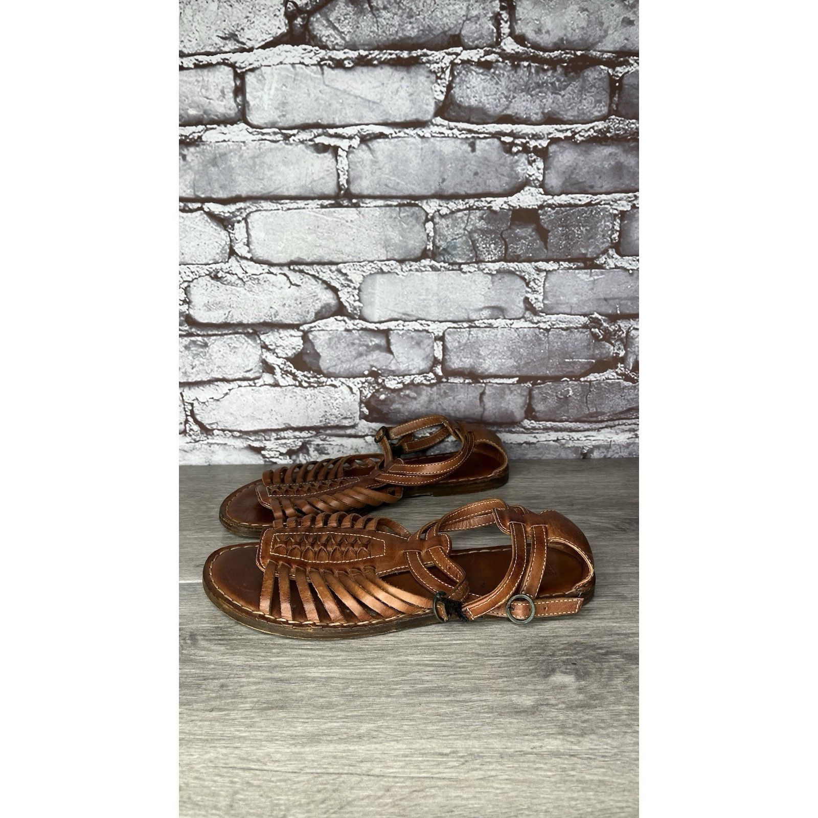Frye Frye Kayla Brown Leather Huarache Woven Flats Sandals Women’ Size US 8.5 / IT 38.5 - 17 Thumbnail