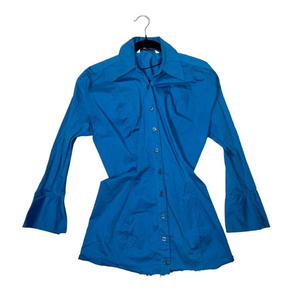 Zara Zara l Blue Raw Hem Shirt Dress Medium Size M / US 6-8 / IT 42-44 - 2 Thumbnail