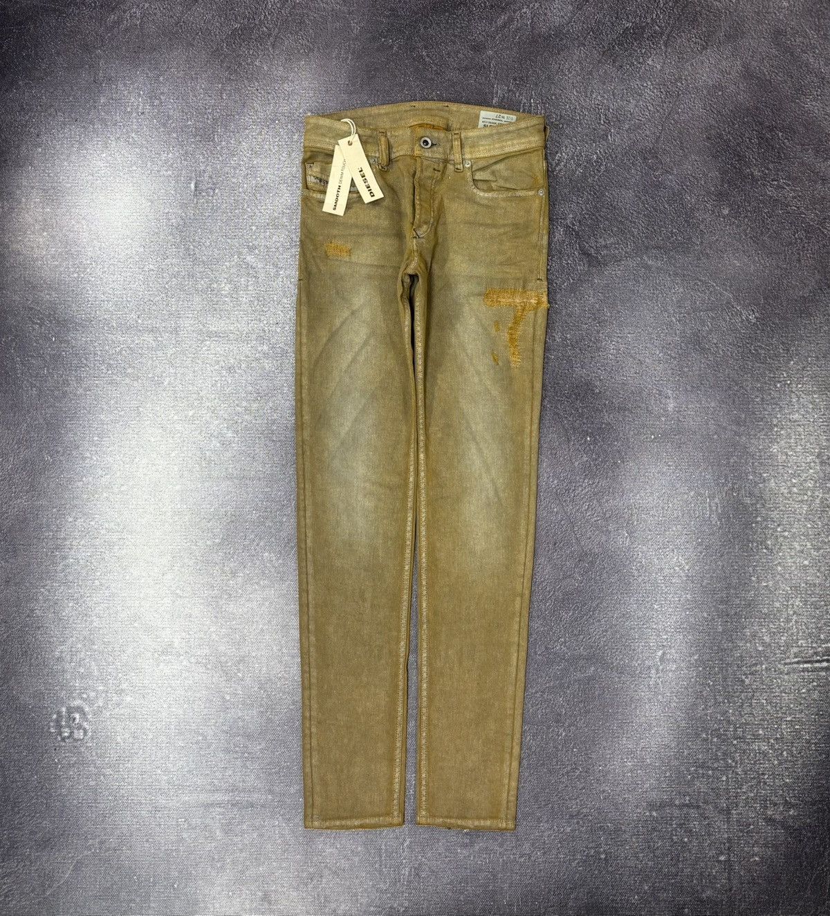 Diesel Diesel Sleenker Slim Skinny NWT Distressed Gold Pants Jeans Size US 27 - 1 Thumbnail