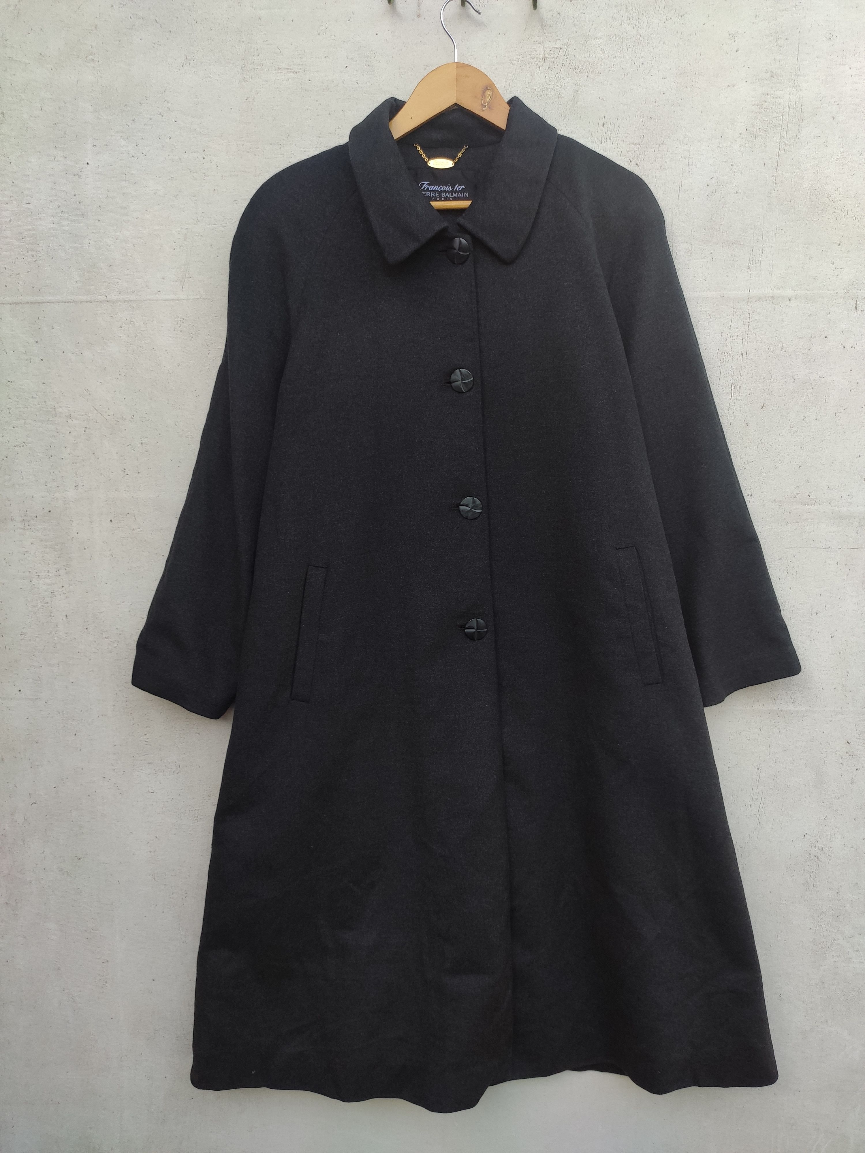 Pre-owned Balmain Pierre  Overcoat Wool In Black