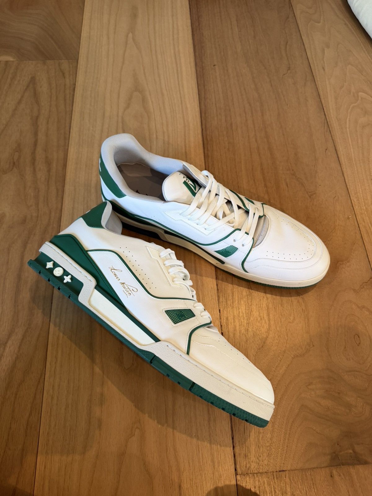 Louis Vuitton Louis Vuitton Trainer #54 Signature White Green Size US 13 / EU 46 - 1 Thumbnail