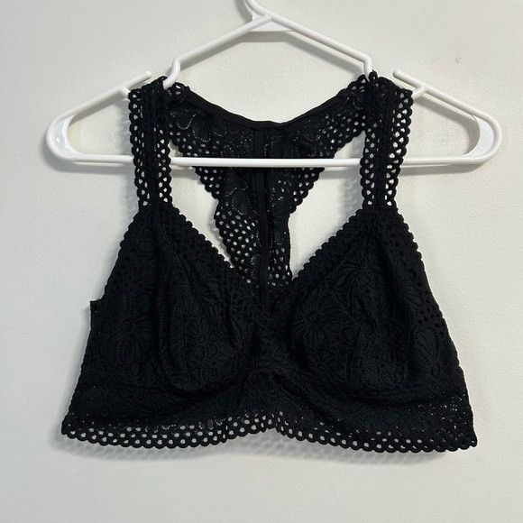 American Eagle Outfitters Aerie Black Racerback Lace Bralette Size ONE SIZE - 1 Thumbnail