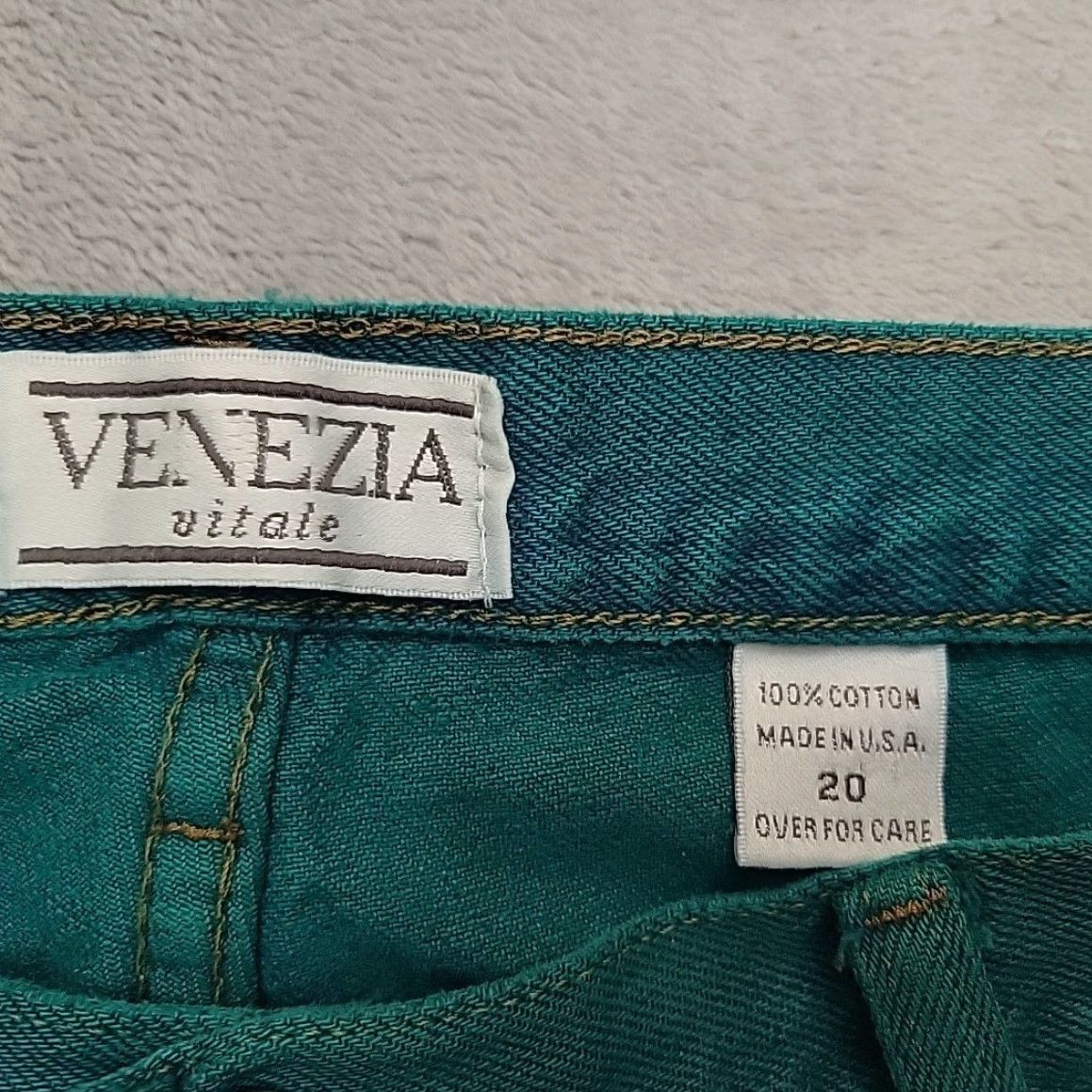 Denime VINTAGE Venezia Vitale Jeans Womens 20 Green Denim 90s Retro Y2K Cotton Made in USA Woman Jeans Green 90s Retro Satin? Size 42" / US 20 - 4 Thumbnail