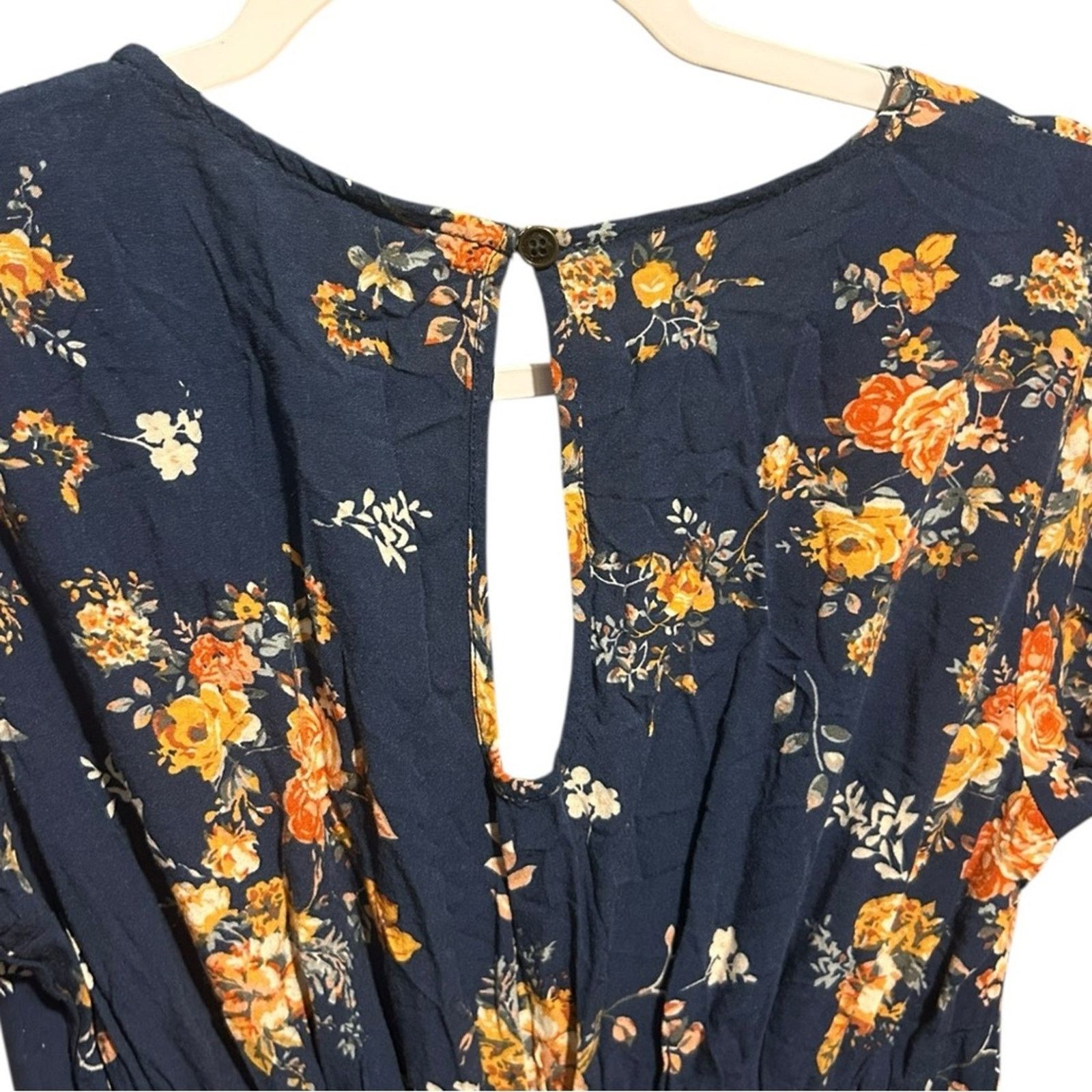Other Xhilaration Blue Yellow Floral Romper V-Neckline Size M Size 30" / US 8 / IT 44 - 5 Thumbnail