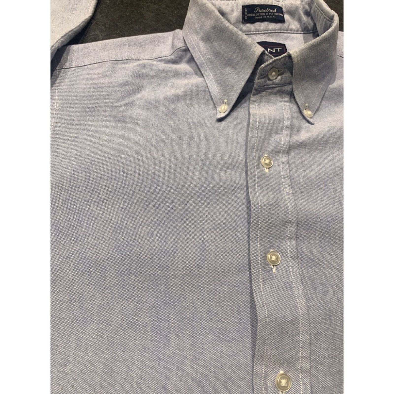 Gant VINTAGE GANT Oxford Button-Up Shirt 17 Blue Solid Long Sleeve Mens Size US XL / EU 56 / 4 - 4 Thumbnail