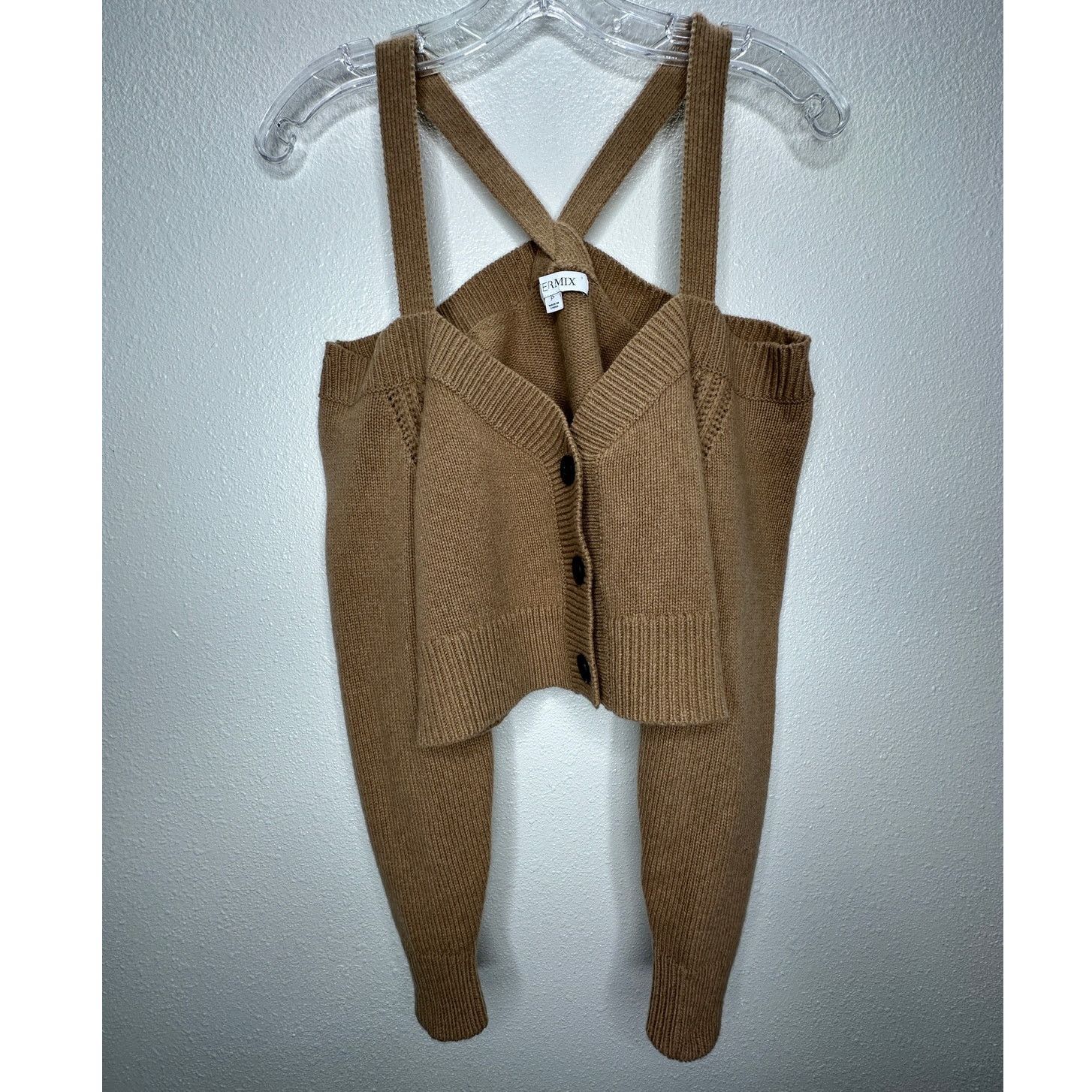 INTERMIX Intermix Beige Rumi Cold Shoulder V-Neck Button Cardigan P Size S / US 4 / IT 40 - 5 Thumbnail