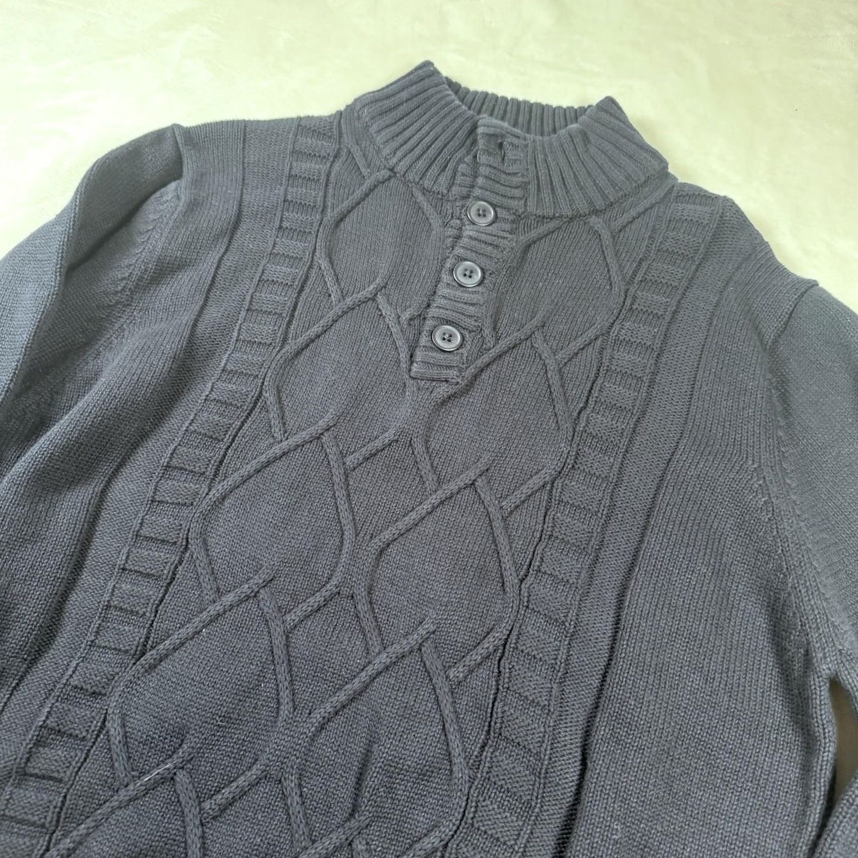 Vintage VINTAGE Gioberti Sweater Mens Large Navy Mock Neck Cable Knit Pullover AF-1206 Size US L / EU 52-54 / 3 - 3 Thumbnail