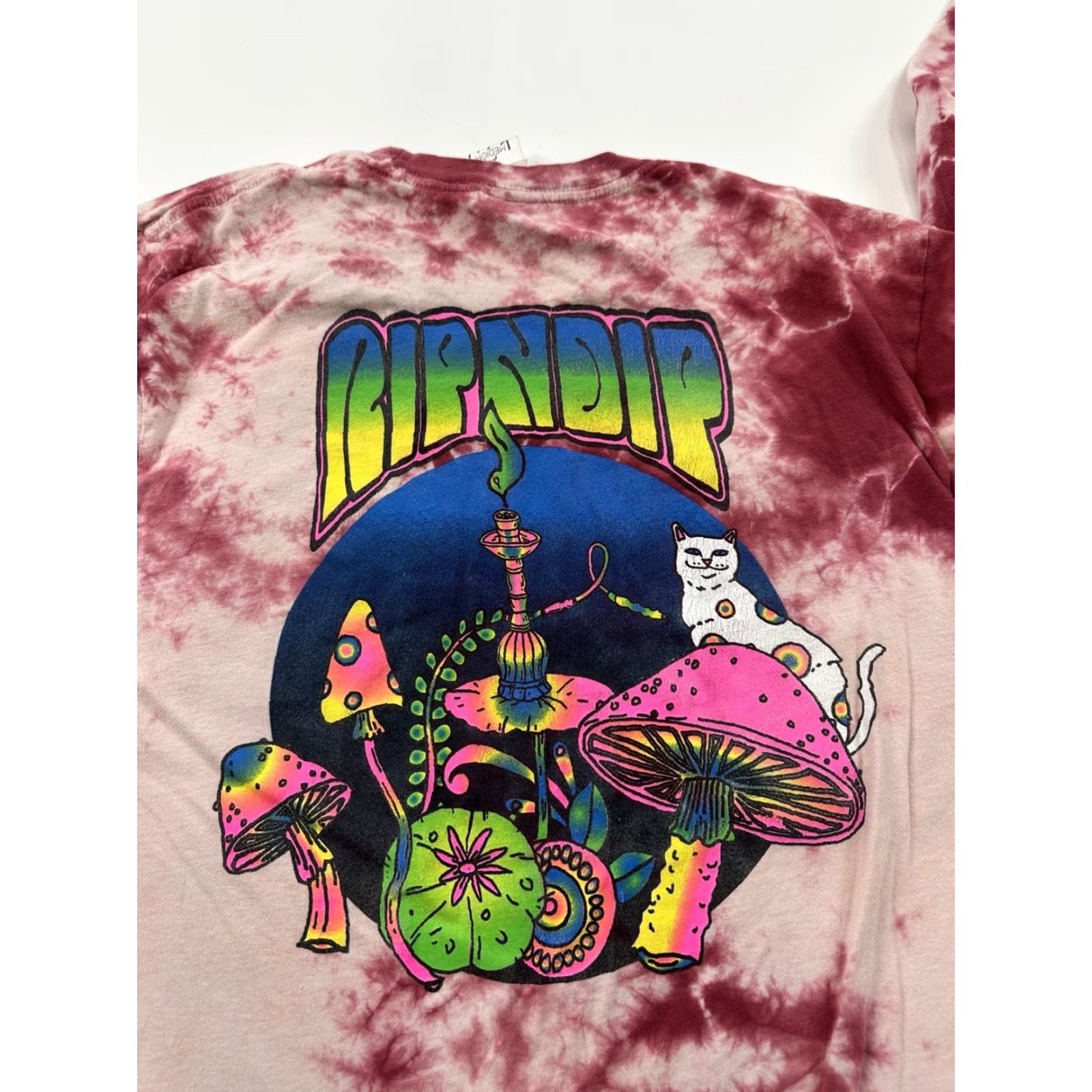 RIPNDIP RipNDip Shirt Mens Medium Tie-Dye Pocket Cat Long Sleeve Psychedelic Mushrooms Size US M / EU 48-50 / 2 - 6 Thumbnail