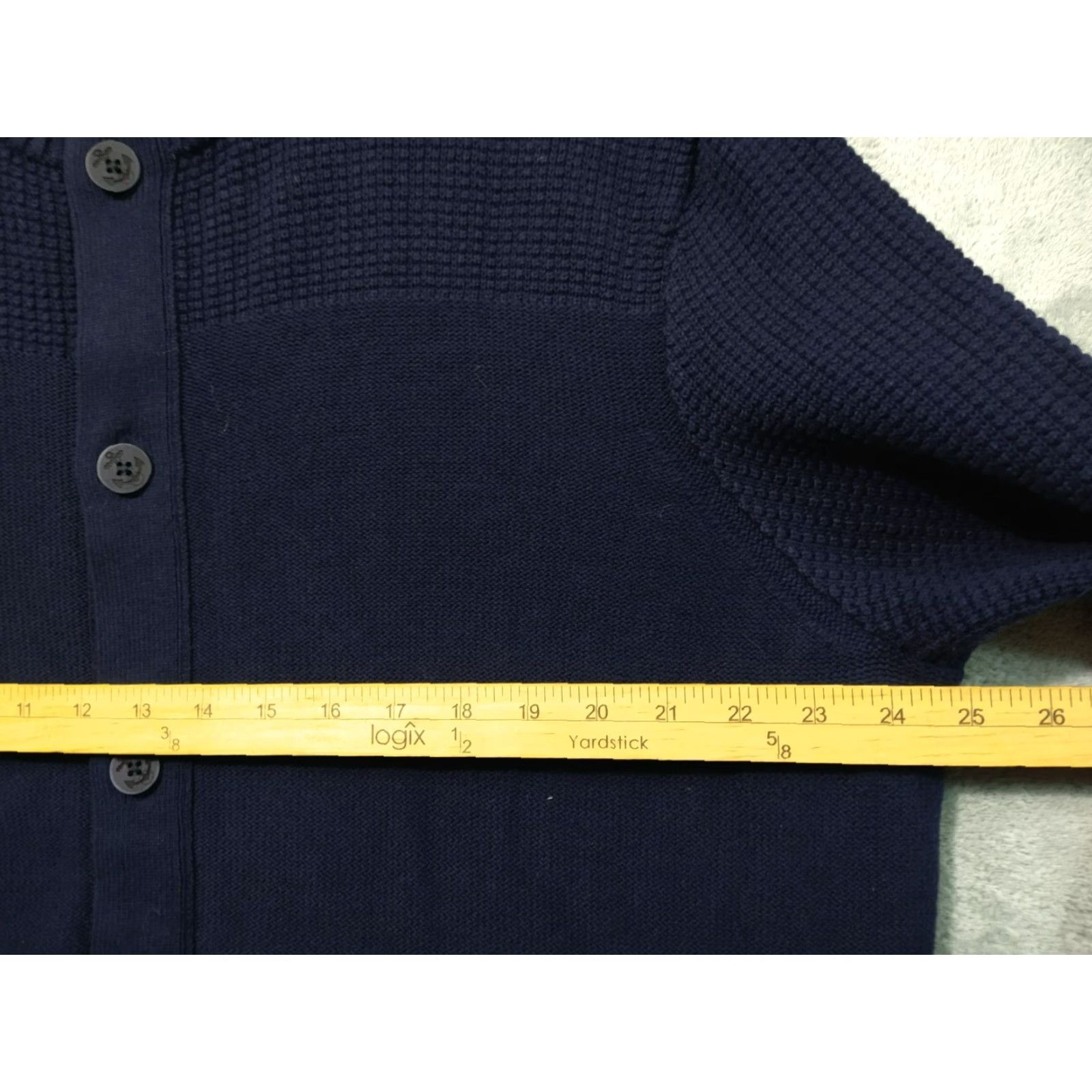 Banana Republic Banana Republic Sweater Cardigan Mens XL Blue Cotton Mock Neck Knit Winter Fall Spring Casual Regular Fit Mens Size US XL / EU 56 / 4 - 4 Thumbnail