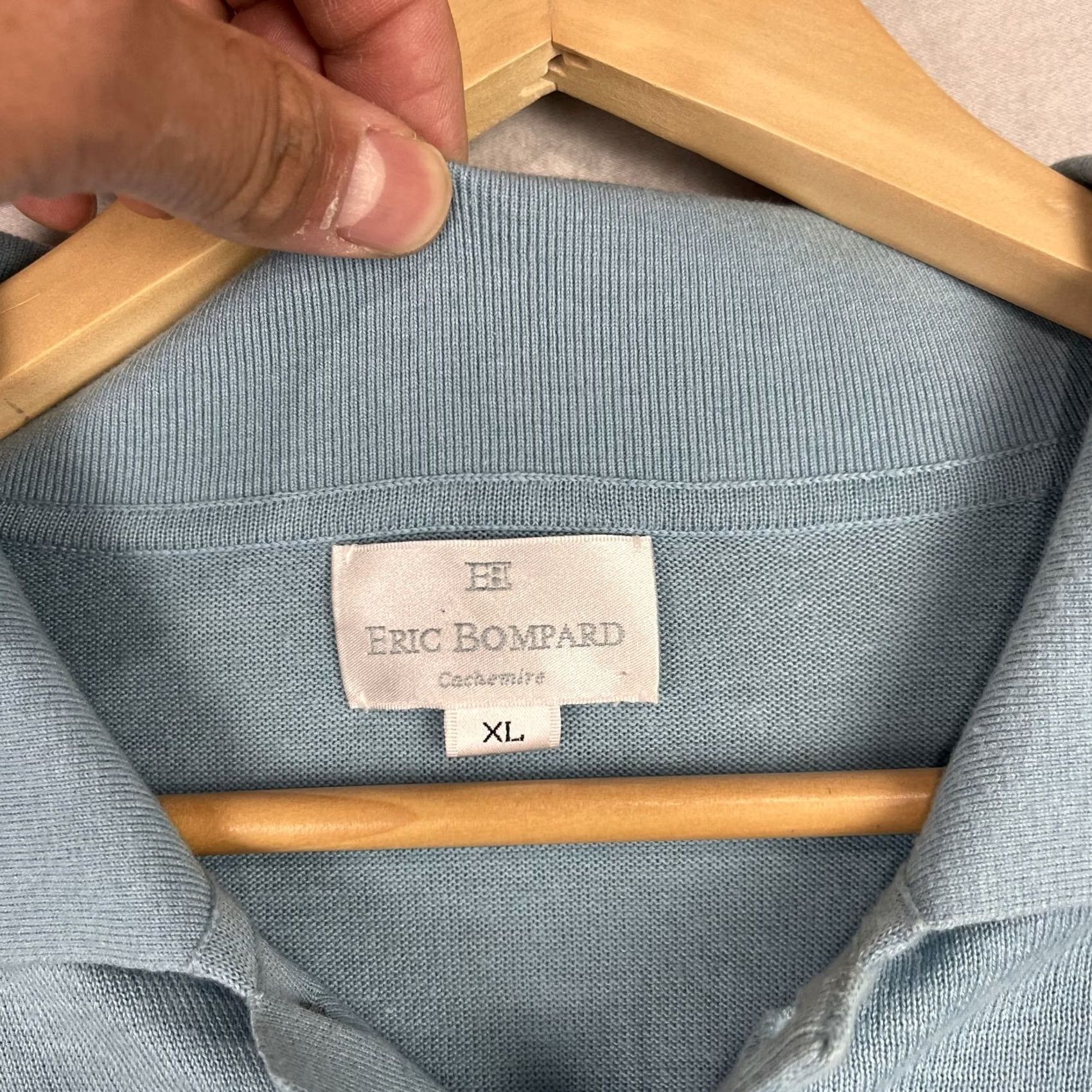 Vintage VINTAGE Eric Bompard Polo Shirt Mens XL Light Blue Cashmere Cotton Blend Striped Cuffs Size US XL / EU 56 / 4 - 6 Thumbnail