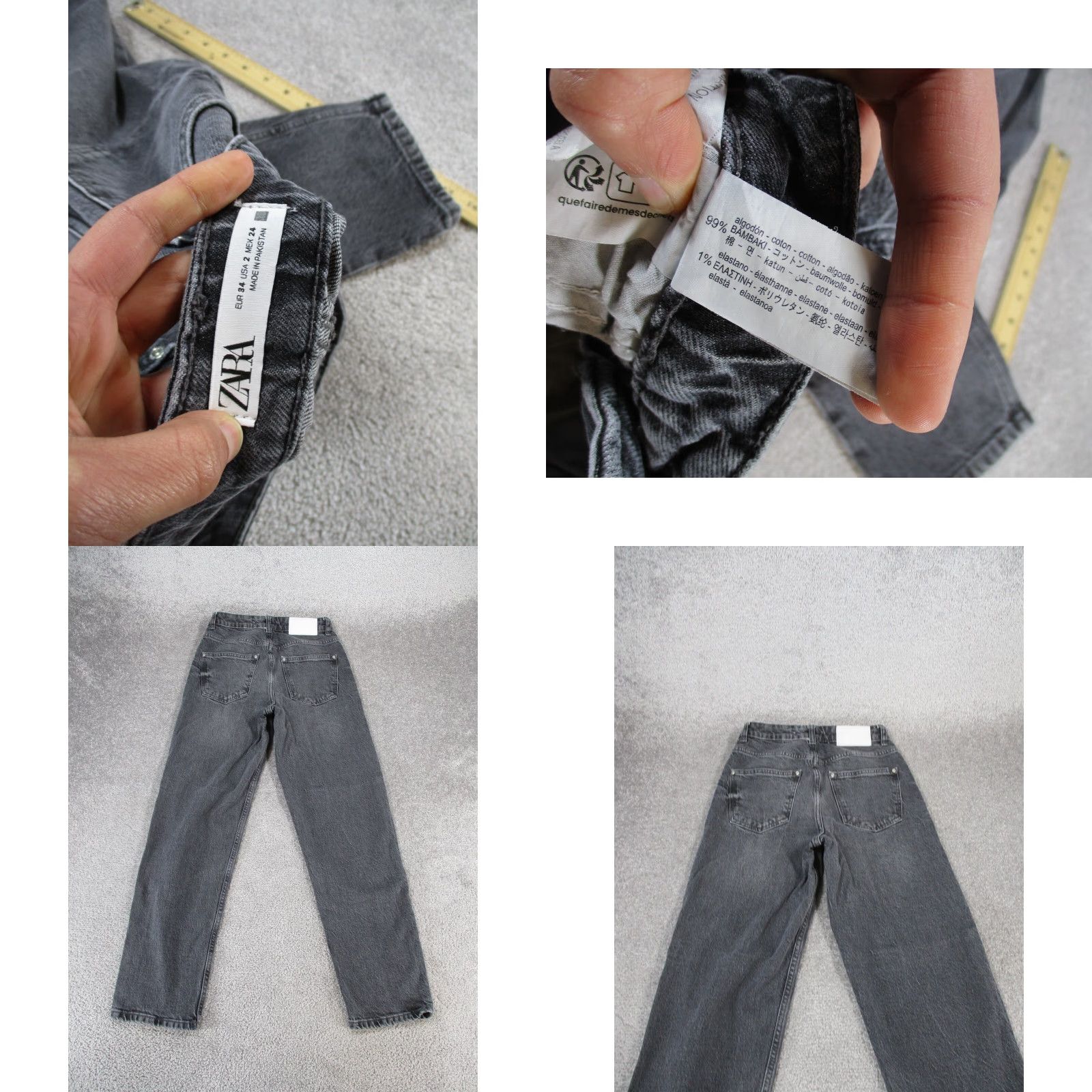 Zara VINTAGE Zara Womens Jeans Tapered Leg 2 Gray Denim High Rise 90s Women's Size 26" / US 2 / IT 38 - 8 Thumbnail