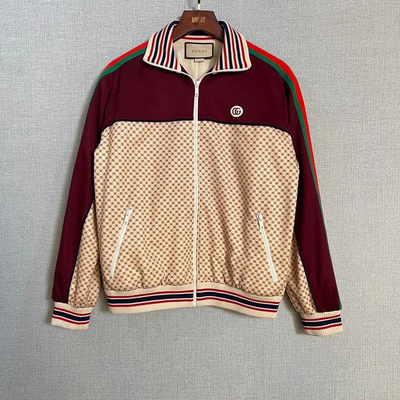 Gucci Gucci Burgundy Logo Piped Track Jacket Size US M / EU 48-50 / 2 - 1 Thumbnail