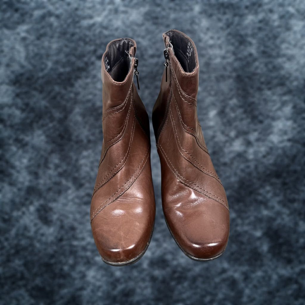 Clarks Clark’s Flora Brown Leather Zip Ankle Boots Women’s Size 7 Boots Size US 7 / IT 37 - 1 Thumbnail