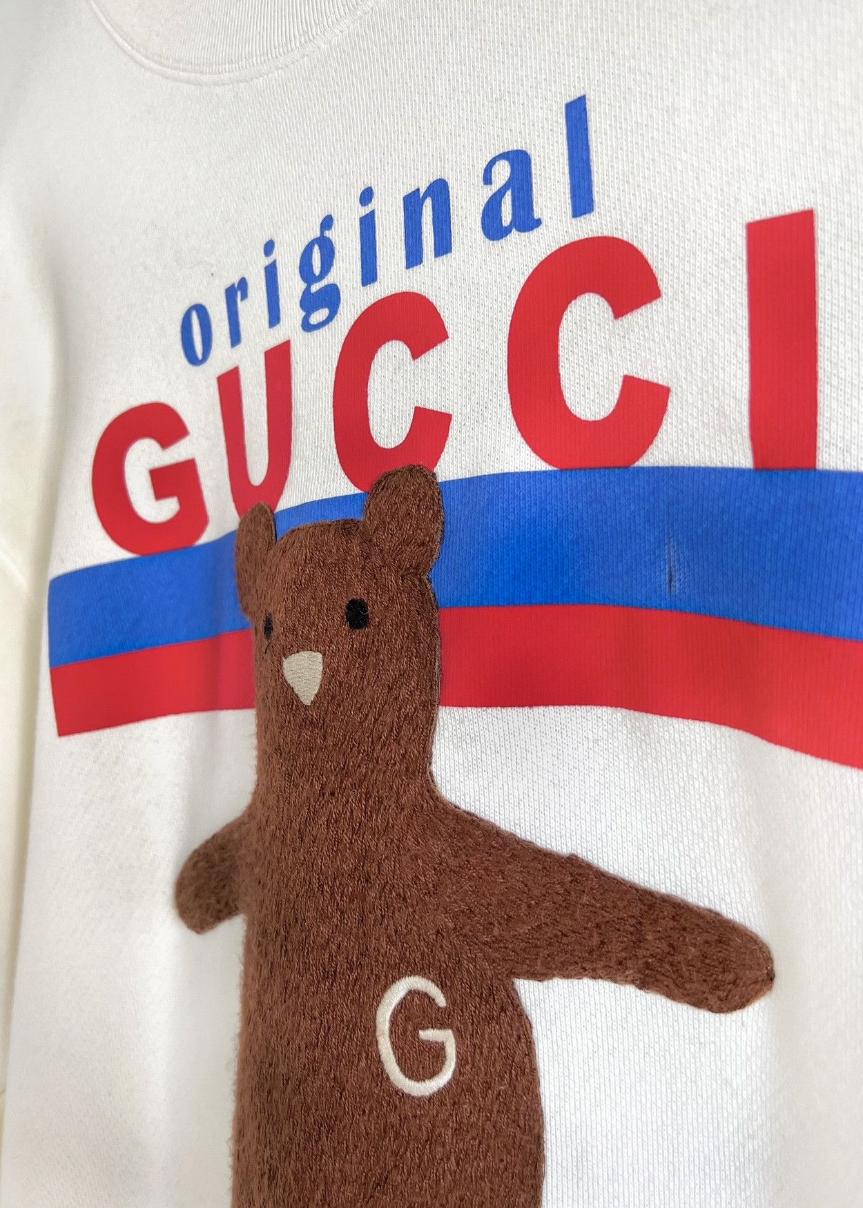 Gucci Gucci Ivory Original Gucci Bear Embroidered Sweatshirt Size L / US 10 / IT 46 - 2 Thumbnail