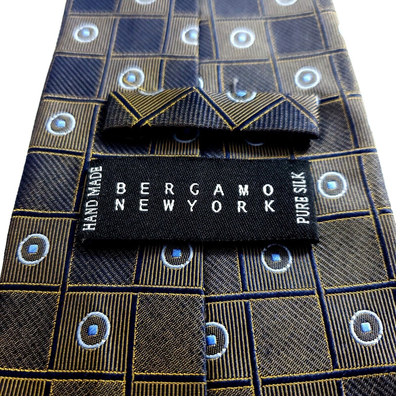 Bergamo New York Bergamo New York Woven Brown Blue Geometric Wide Silk Tie Size ONE SIZE - 3 Thumbnail