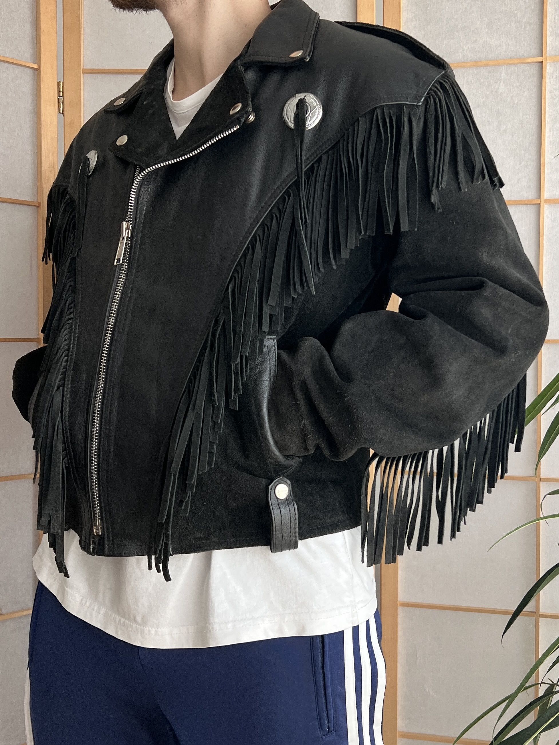 Other CRAZY Cowboy core vintage 90s cropped leather jacket bomber Size US L / EU 52-54 / 3 - 4 Thumbnail