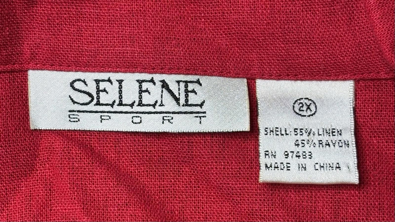 Other Selene Sport Top Womens 2XL Linen Blend Embroidered Red Size XXL / US 16-18 / IT 52-54 - 2 Thumbnail