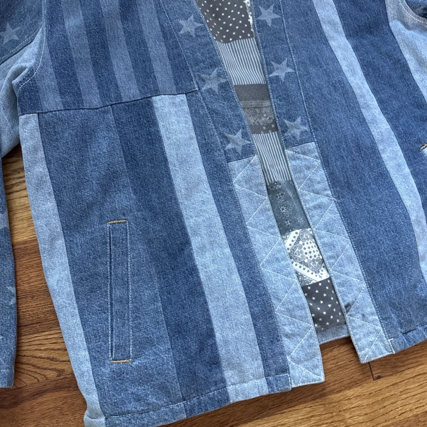 Kith KITH USA Indigo Patchwork Denim Kimono Jacket XL Blue Women's Jacket Size XL / US 12-14 / IT 48-50 - 3 Thumbnail