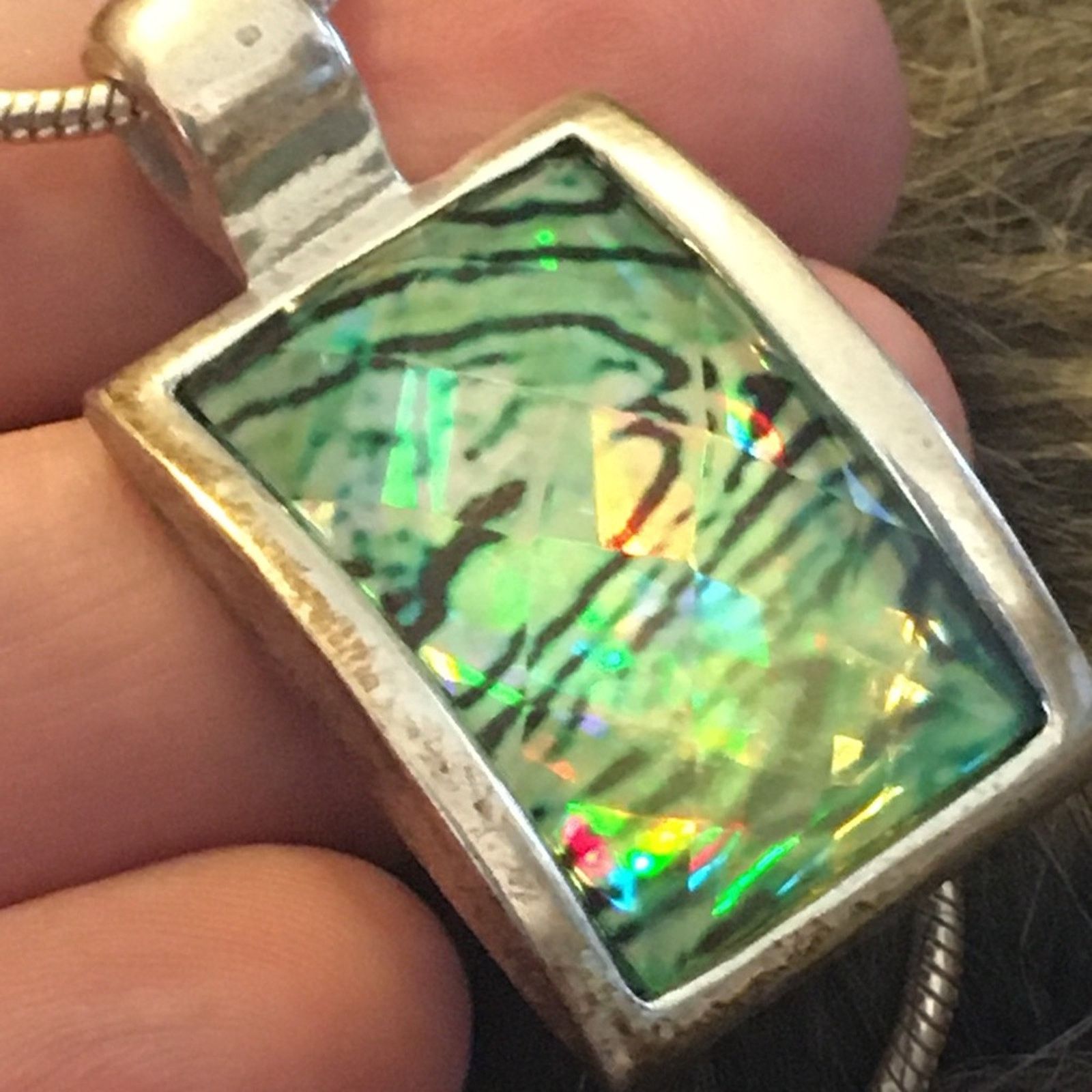 Jewelry Faceted rainbow prism glass pendant on chain Size ONE SIZE - 9 Thumbnail