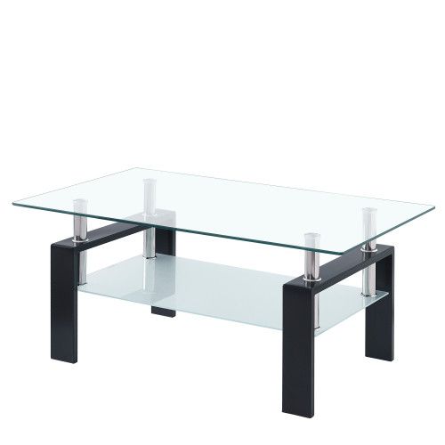 Designer × Homemade Tempered Clear Glass Coffee Table, 2-Layers Coffee Table Liv Size US L / EU 52-54 / 3 - 2 Thumbnail